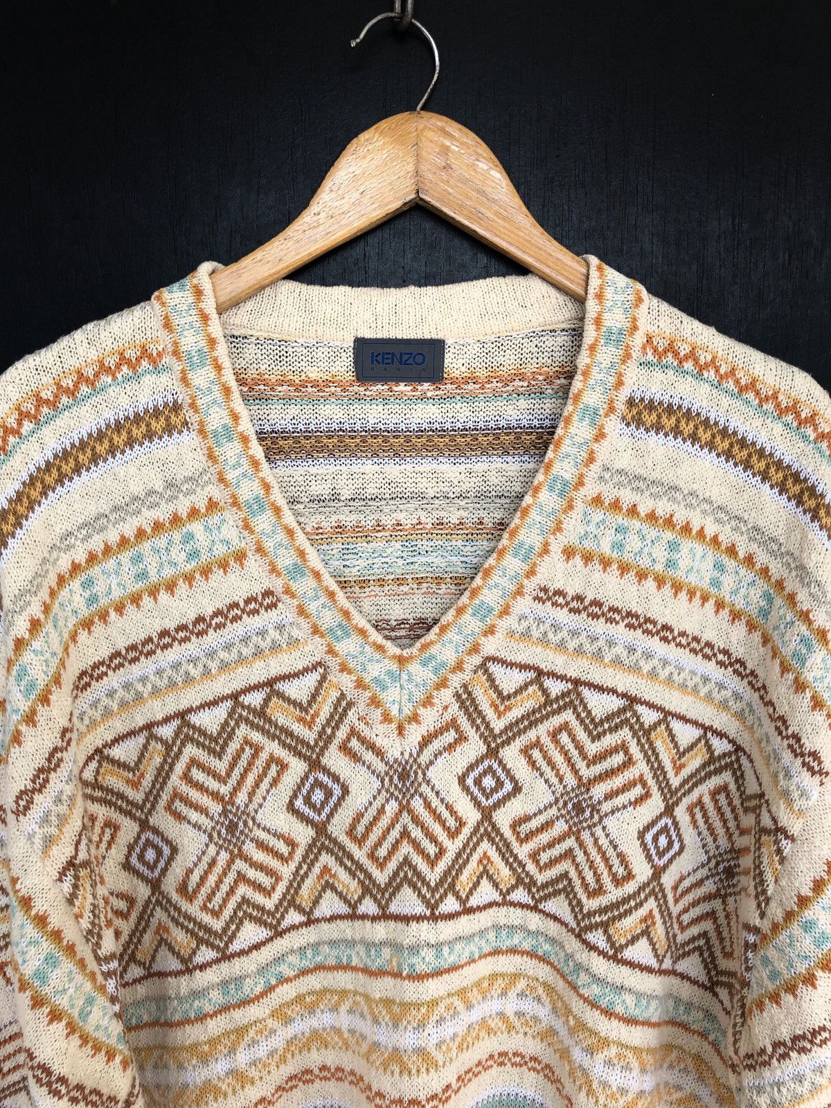 Kenzo OG Kenzo Fair Isle Hemp Blend Oversized Knitwear Size US L / EU 52-54 / 3 - 2 Thumbnail
