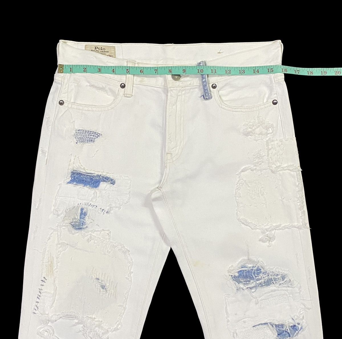 Polo Ralph Lauren Nice Design‼️Polo Ralph Lauren Ripped Distressed Denim Pants Size US 31 - 4 Thumbnail