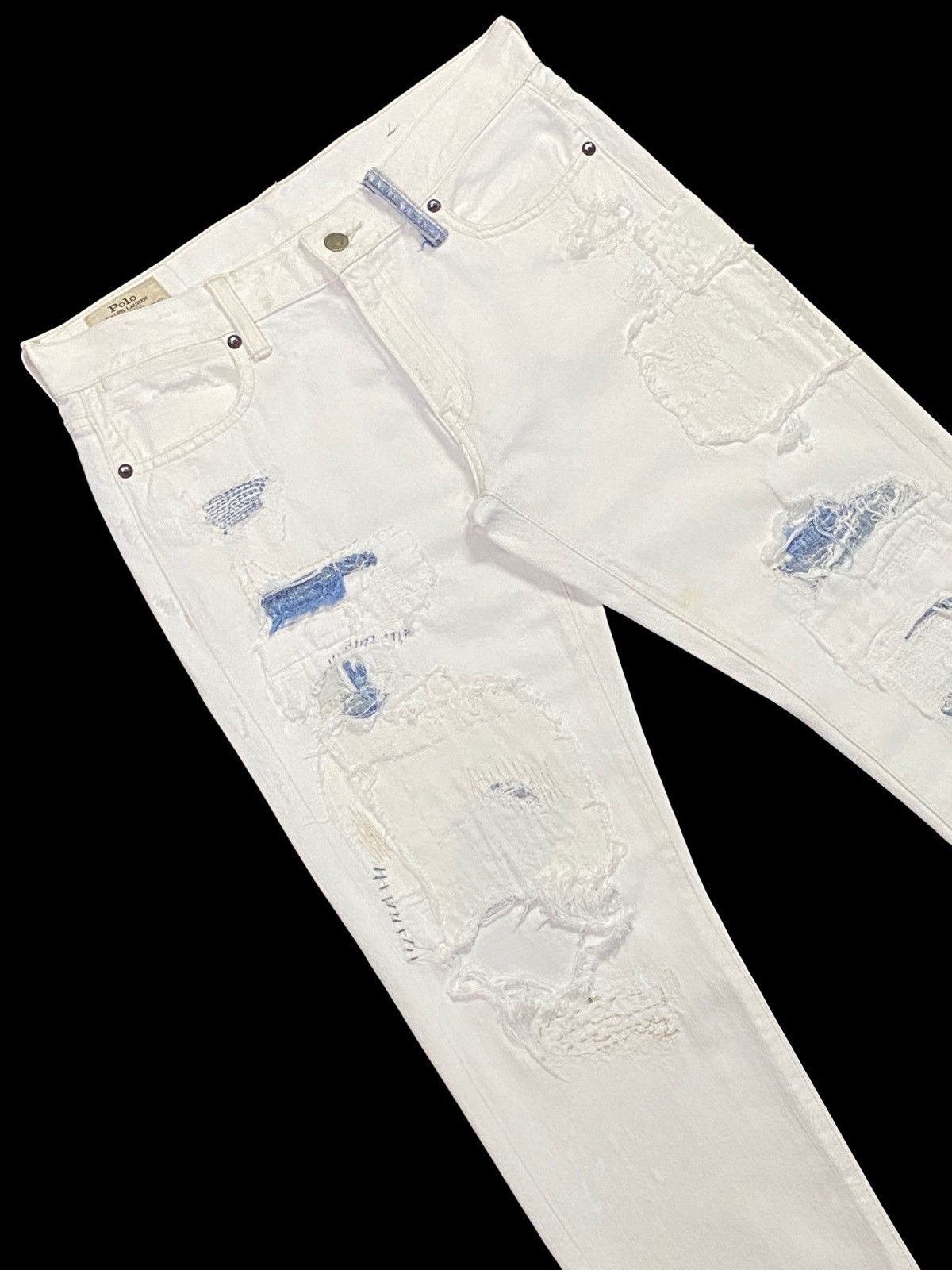 Polo Ralph Lauren Nice Design‼️Polo Ralph Lauren Ripped Distressed Denim Pants Size US 31 - 15 Thumbnail