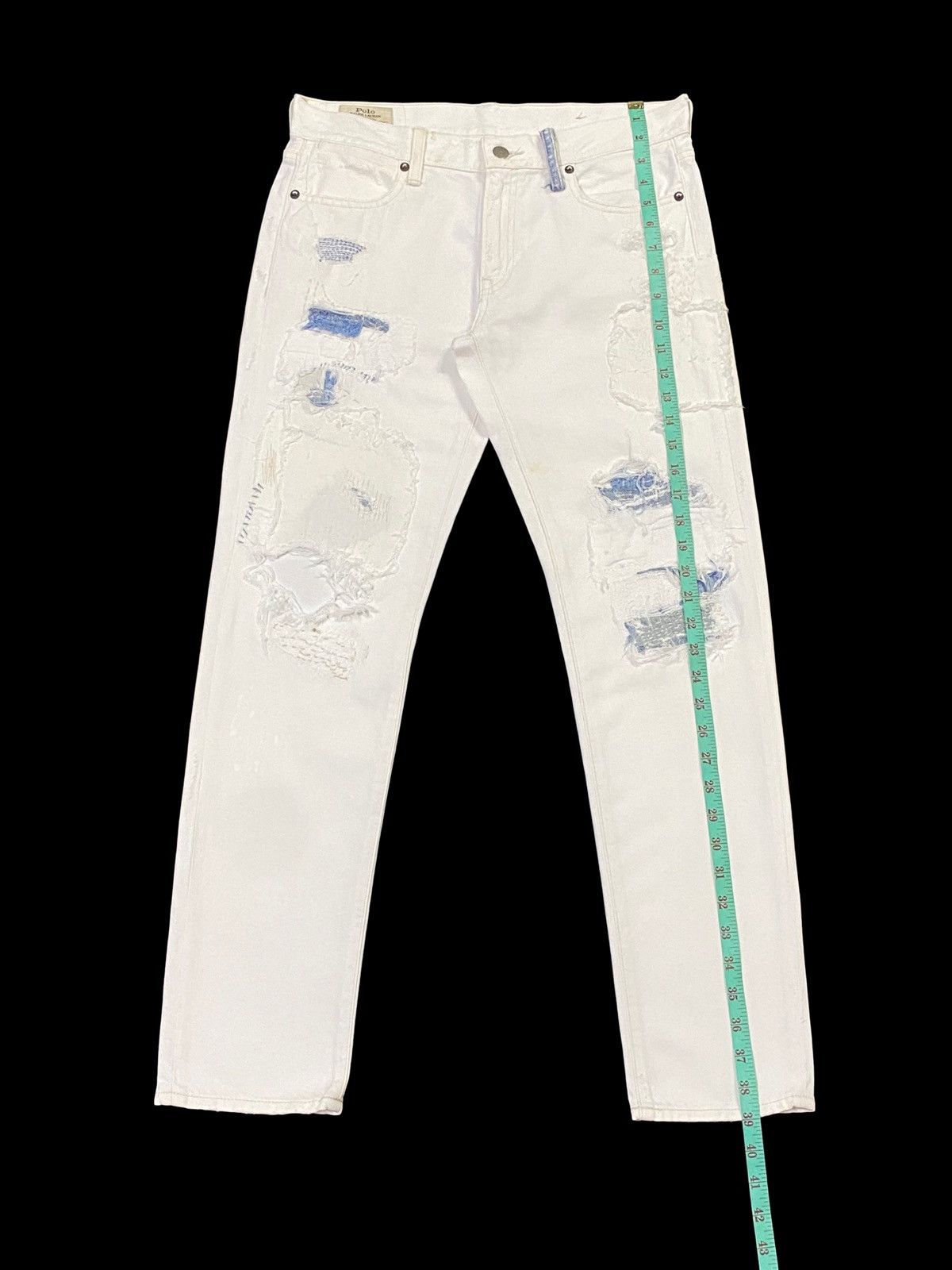 Polo Ralph Lauren Nice Design‼️Polo Ralph Lauren Ripped Distressed Denim Pants Size US 31 - 6 Thumbnail