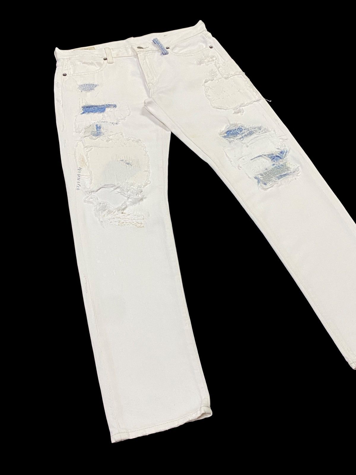 Polo Ralph Lauren Nice Design‼️Polo Ralph Lauren Ripped Distressed Denim Pants Size US 31 - 17 Thumbnail