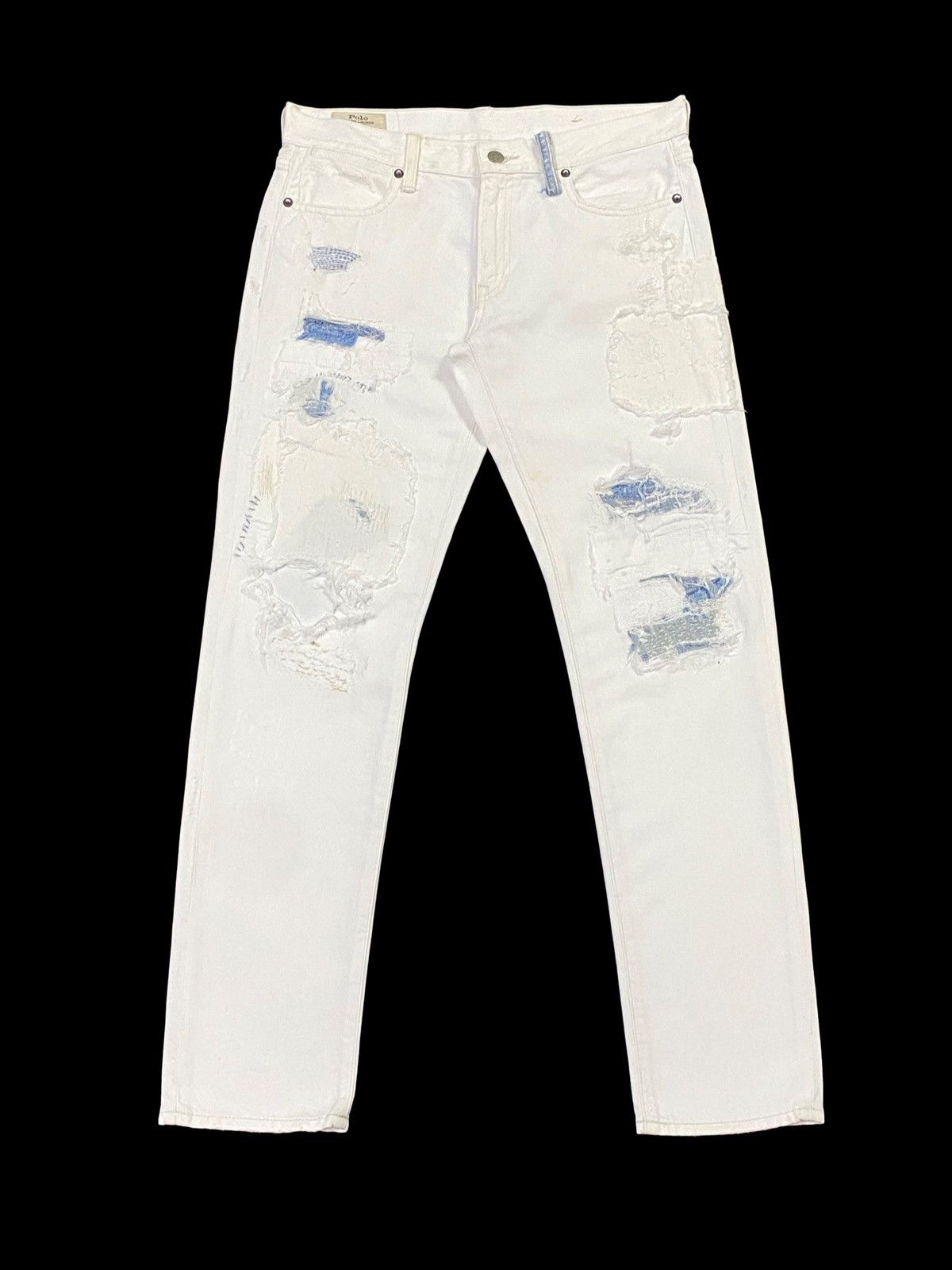 Polo Ralph Lauren Nice Design‼️Polo Ralph Lauren Ripped Distressed Denim Pants Size US 31 - 2 Thumbnail