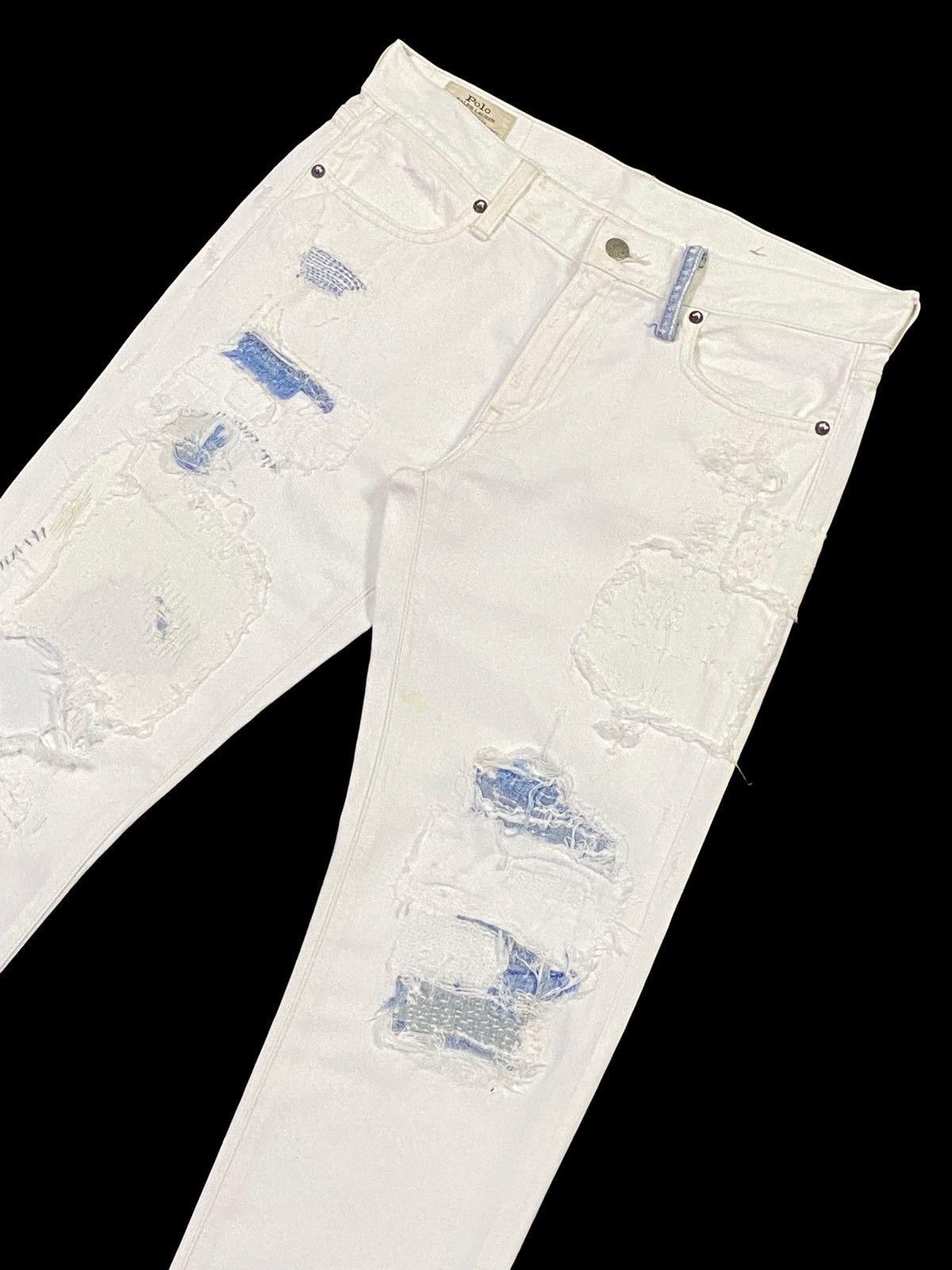 Polo Ralph Lauren Nice Design‼️Polo Ralph Lauren Ripped Distressed Denim Pants Size US 31 - 14 Thumbnail
