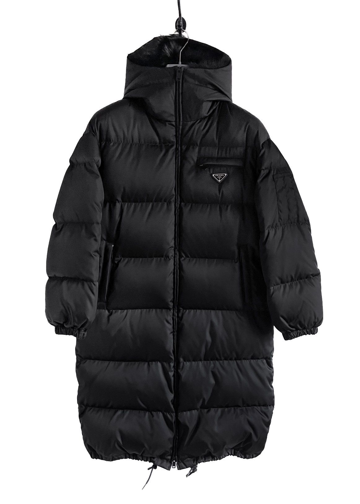 Prada Prada 2020 Black Re-Nylon Gabardine Coat Dye Sheep Fur Trim Size S / US 4 / IT 40 - 1 Thumbnail