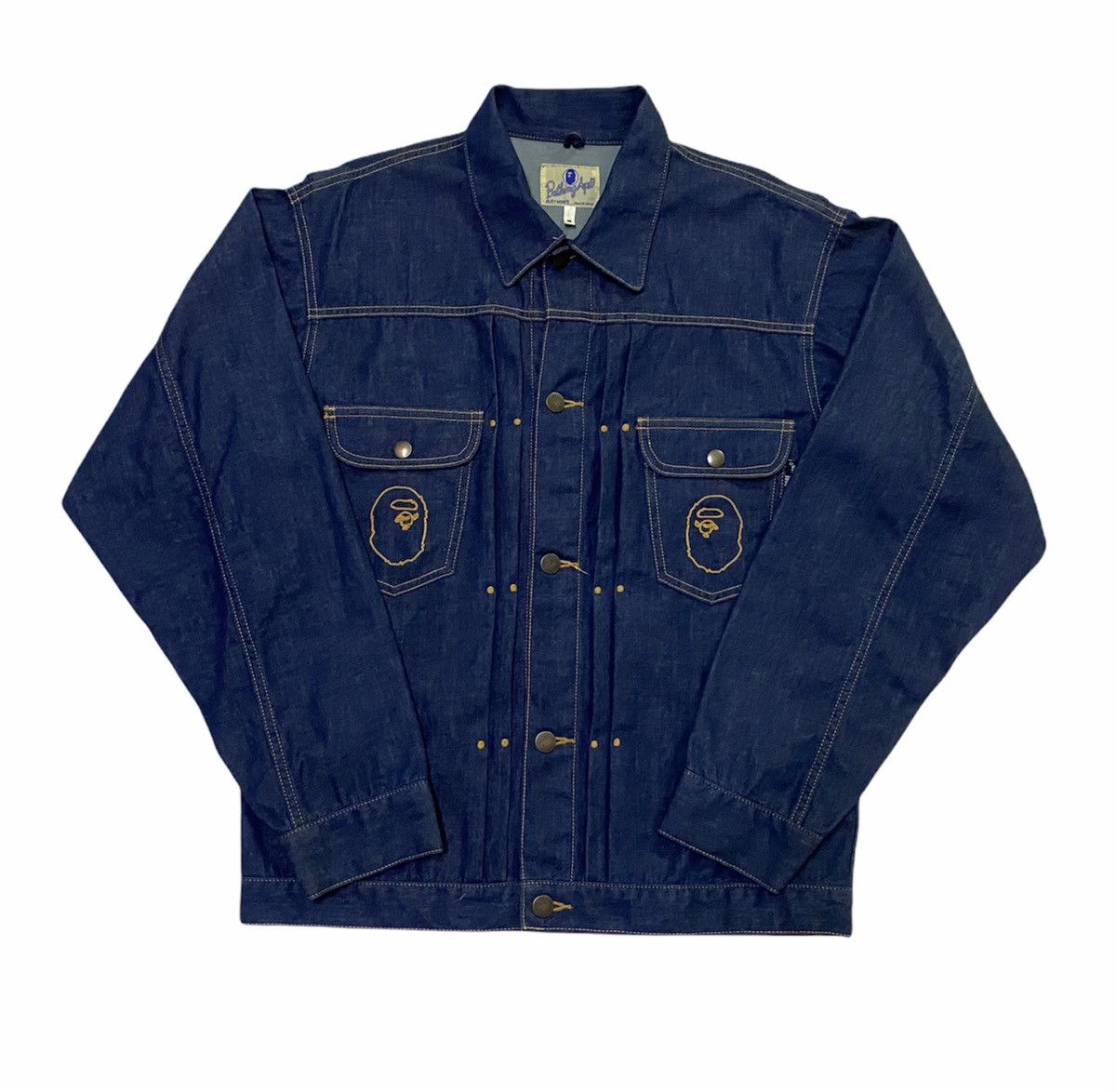 Bape × Vintage A BATHING APE ( BAPE ) GOREWINDSTOPPER DENIM JACKET 