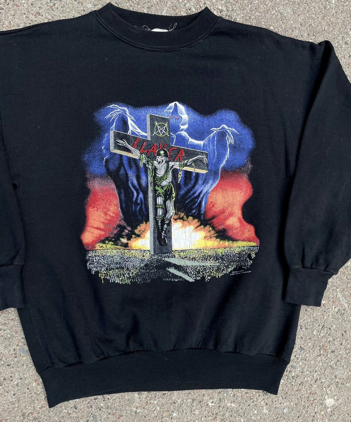 Slayer Slayer Rare Vintage 1990 European Campaign Sweatshirt Size US L / EU 52-54 / 3 - 2 Thumbnail