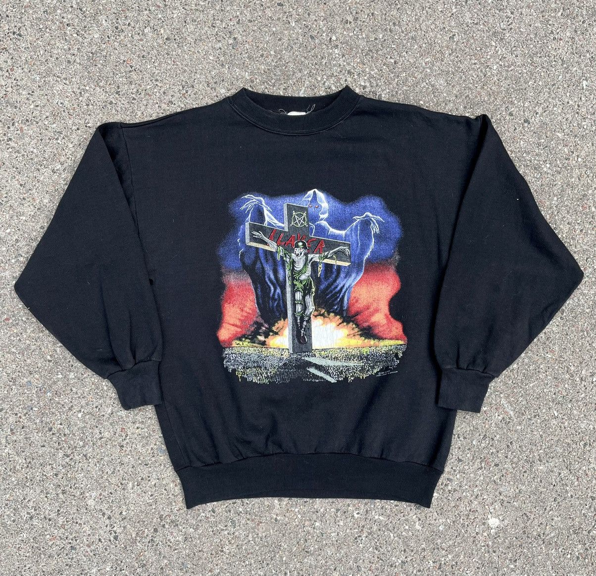 Slayer Slayer Rare Vintage 1990 European Campaign Sweatshirt Size US L / EU 52-54 / 3 - 1 Thumbnail