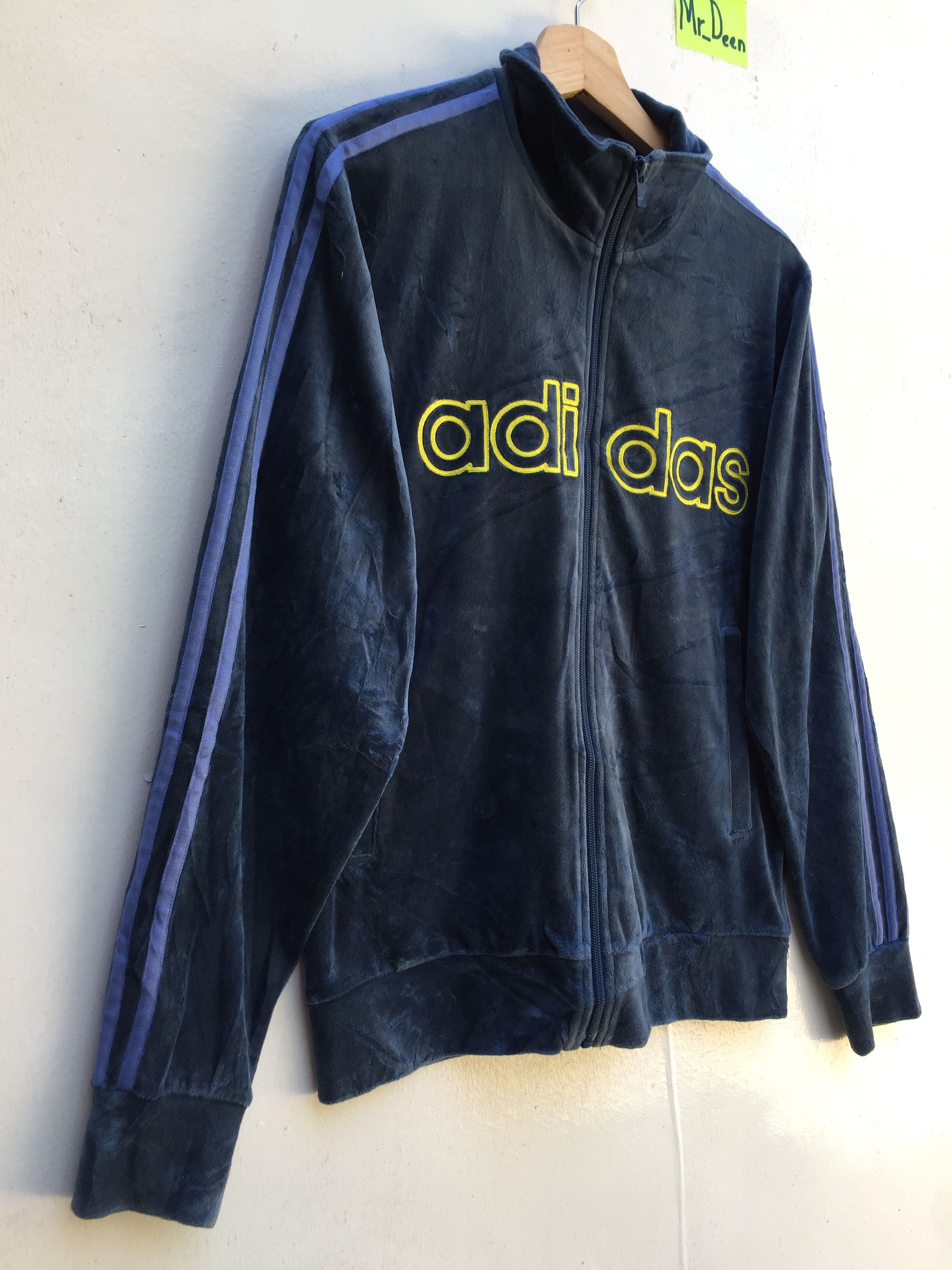 Adidas Navy Velvet Adidas 3 Stripes Tracksuit Big Logo Sweater Size US M / EU 48-50 / 2 - 2 Thumbnail