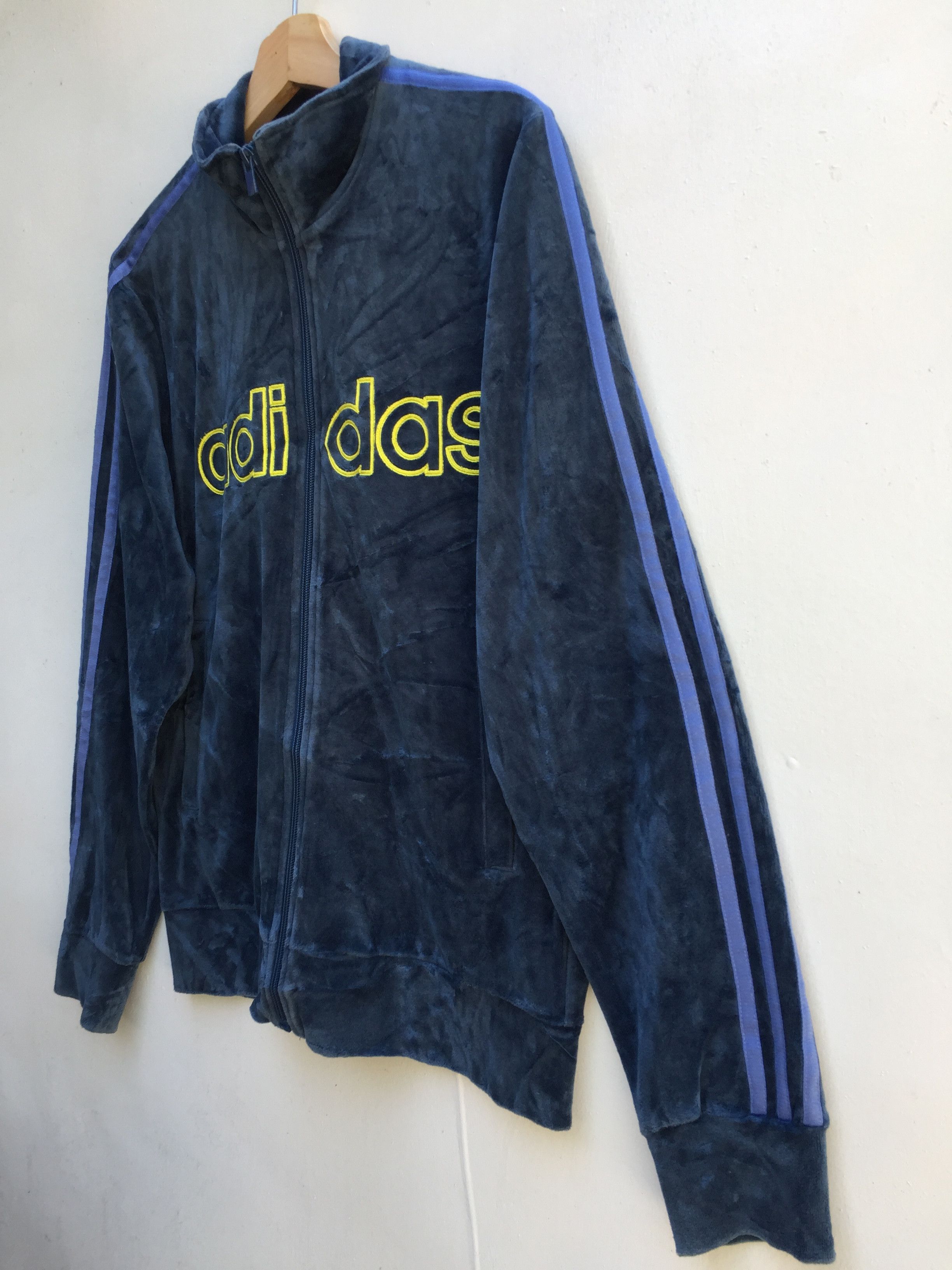 Adidas Navy Velvet Adidas 3 Stripes Tracksuit Big Logo Sweater Size US M / EU 48-50 / 2 - 3 Thumbnail