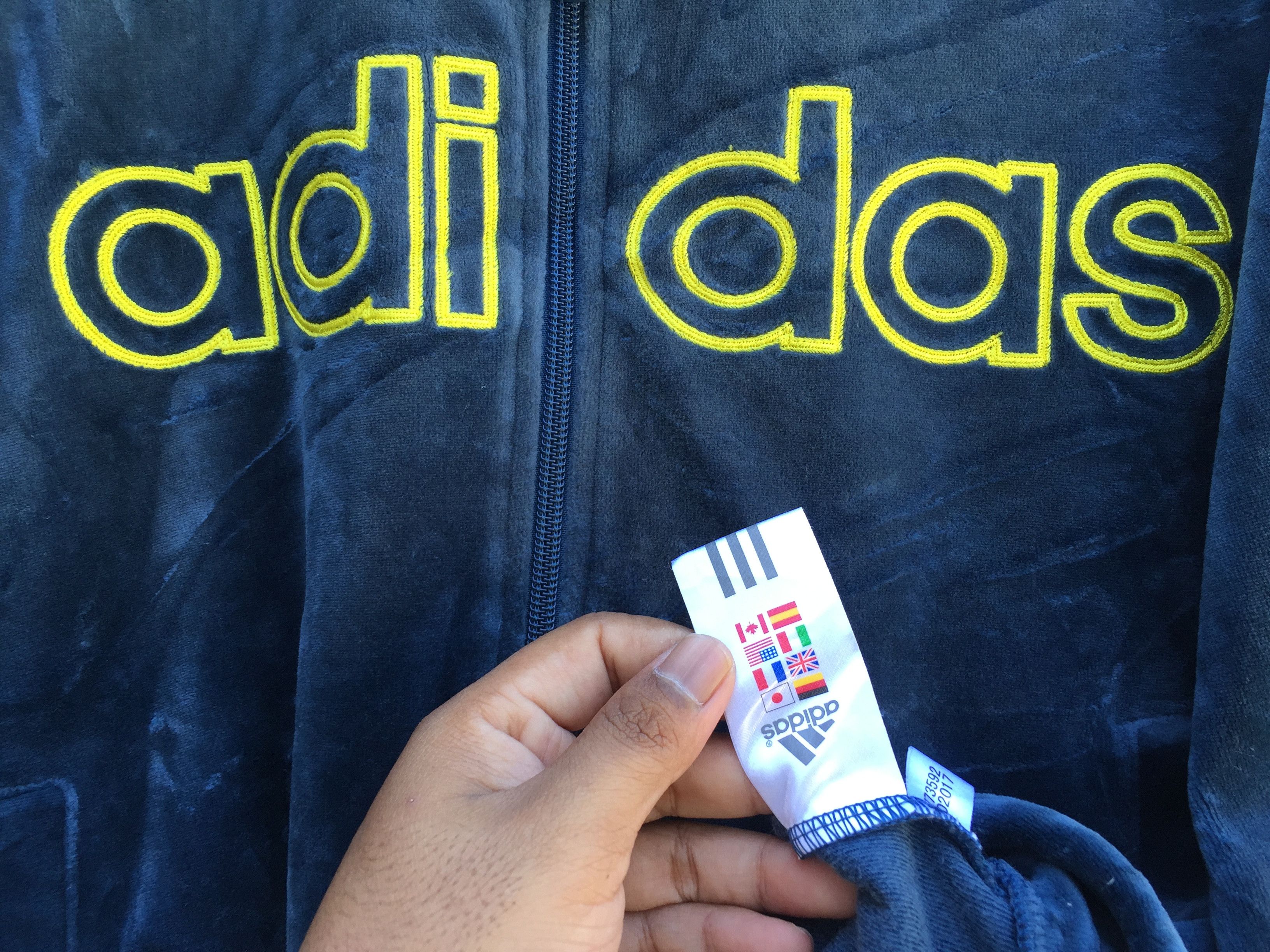 Adidas Navy Velvet Adidas 3 Stripes Tracksuit Big Logo Sweater Size US M / EU 48-50 / 2 - 6 Thumbnail
