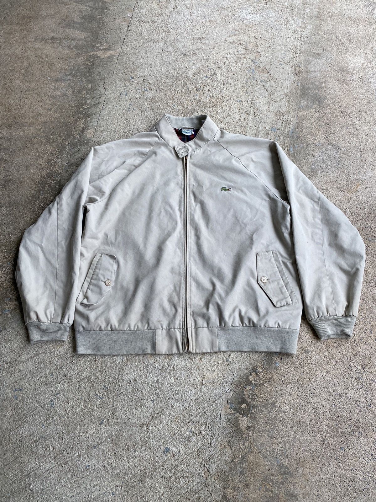 Lacoste × Vintage Vintage Lacoste Embroidered Logo Khaki Zip Up Jacket Size US XL / EU 56 / 4 - 1 Thumbnail