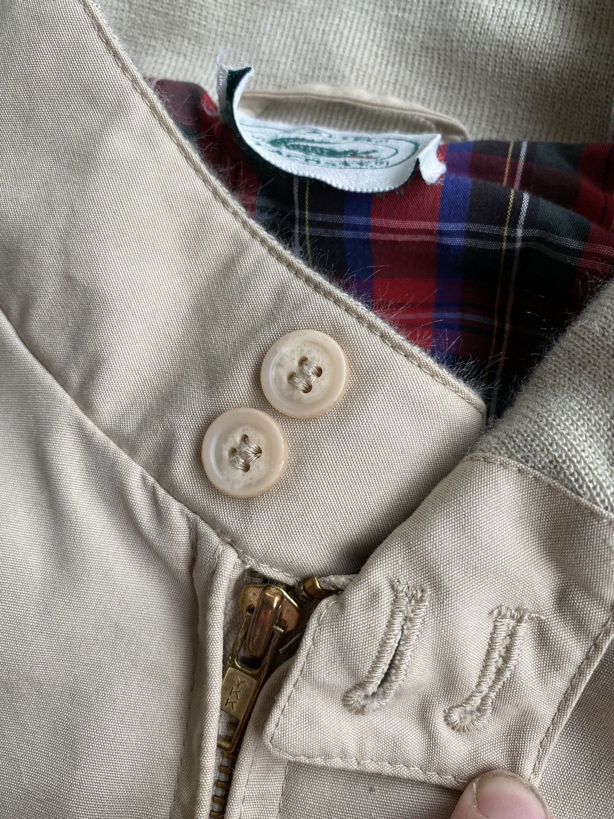 Lacoste × Vintage Vintage Lacoste Embroidered Logo Khaki Zip Up Jacket Size US XL / EU 56 / 4 - 4 Thumbnail