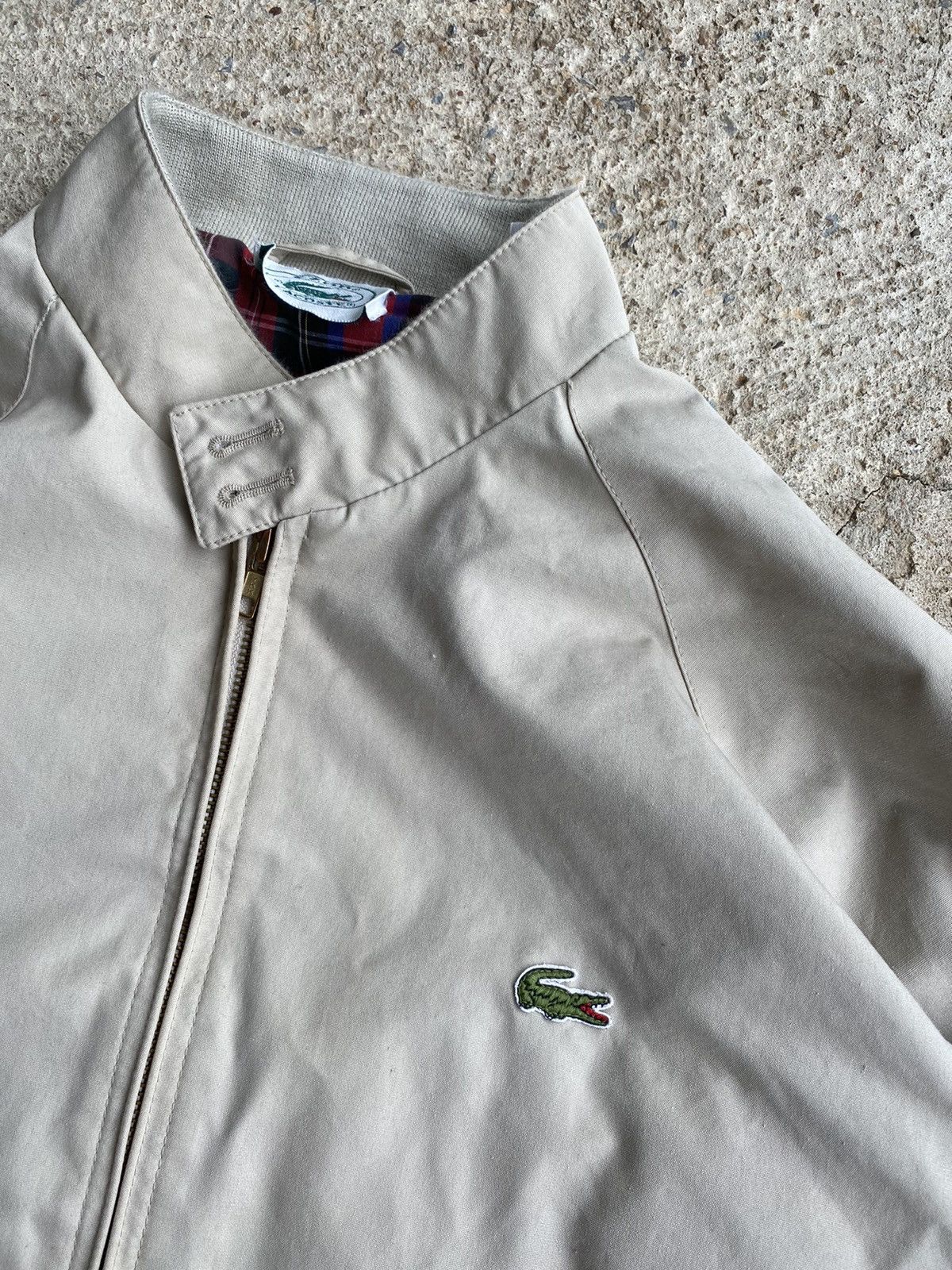 Lacoste × Vintage Vintage Lacoste Embroidered Logo Khaki Zip Up Jacket Size US XL / EU 56 / 4 - 2 Thumbnail