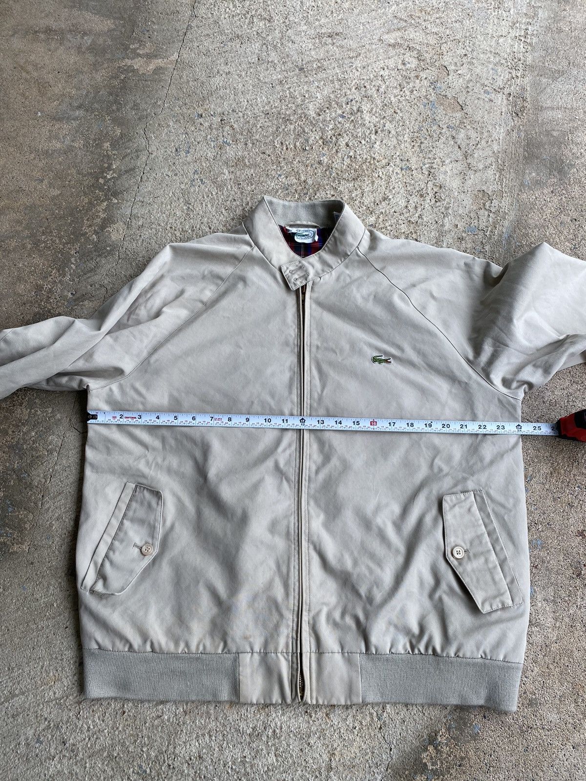 Lacoste × Vintage Vintage Lacoste Embroidered Logo Khaki Zip Up Jacket Size US XL / EU 56 / 4 - 16 Thumbnail