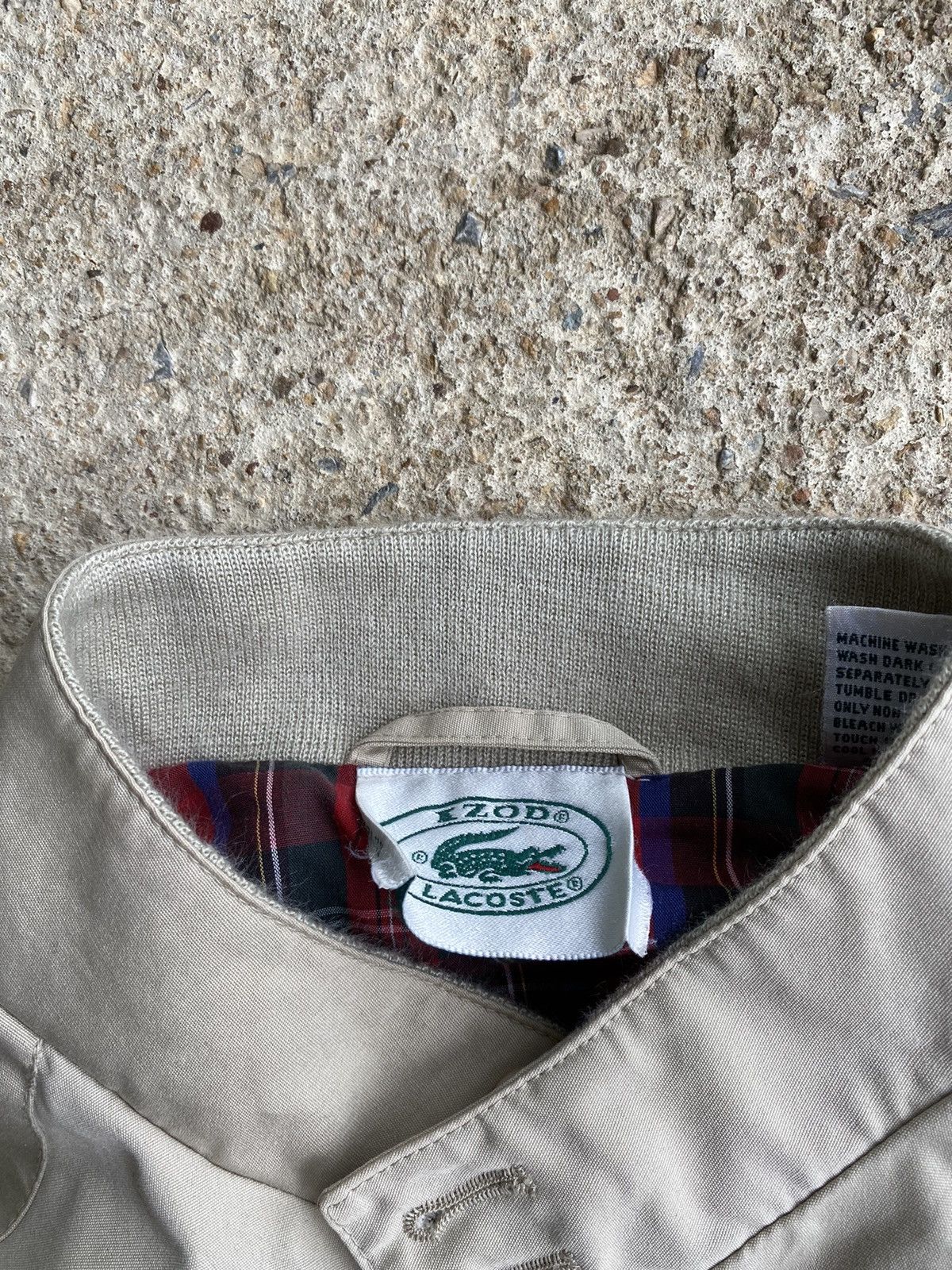 Lacoste × Vintage Vintage Lacoste Embroidered Logo Khaki Zip Up Jacket Size US XL / EU 56 / 4 - 3 Thumbnail