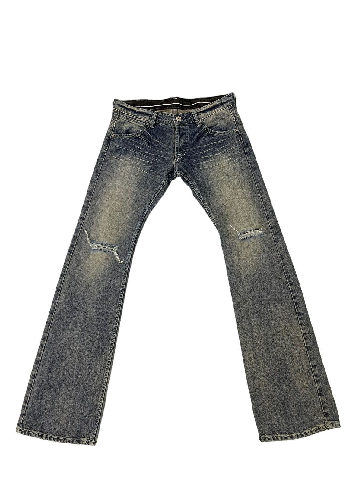 Japanese Brand Flare Jeans Boycott Distress Denim Low Rise Boot Cut 1🟦8 Size US 30 / EU 46 - 2 Thumbnail