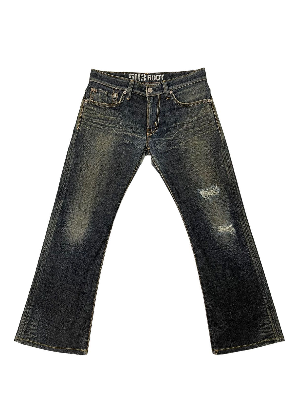 Edwin Flare Jeans Edwin Japan Distress Denim Stretch Boot Cut 1🟦8 Size US 34 / EU 50 - 2 Thumbnail