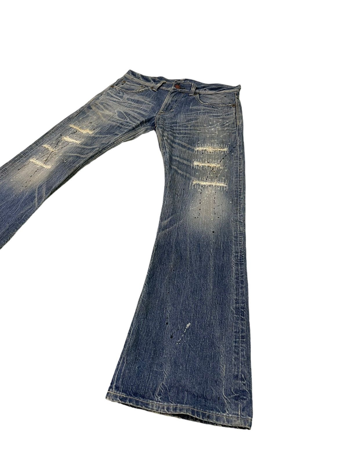 Edwin Flare Jeans Edwin Distress Denim Painted Boot Cut 1🟦8 Size US 34 / EU 50 - 3 Thumbnail