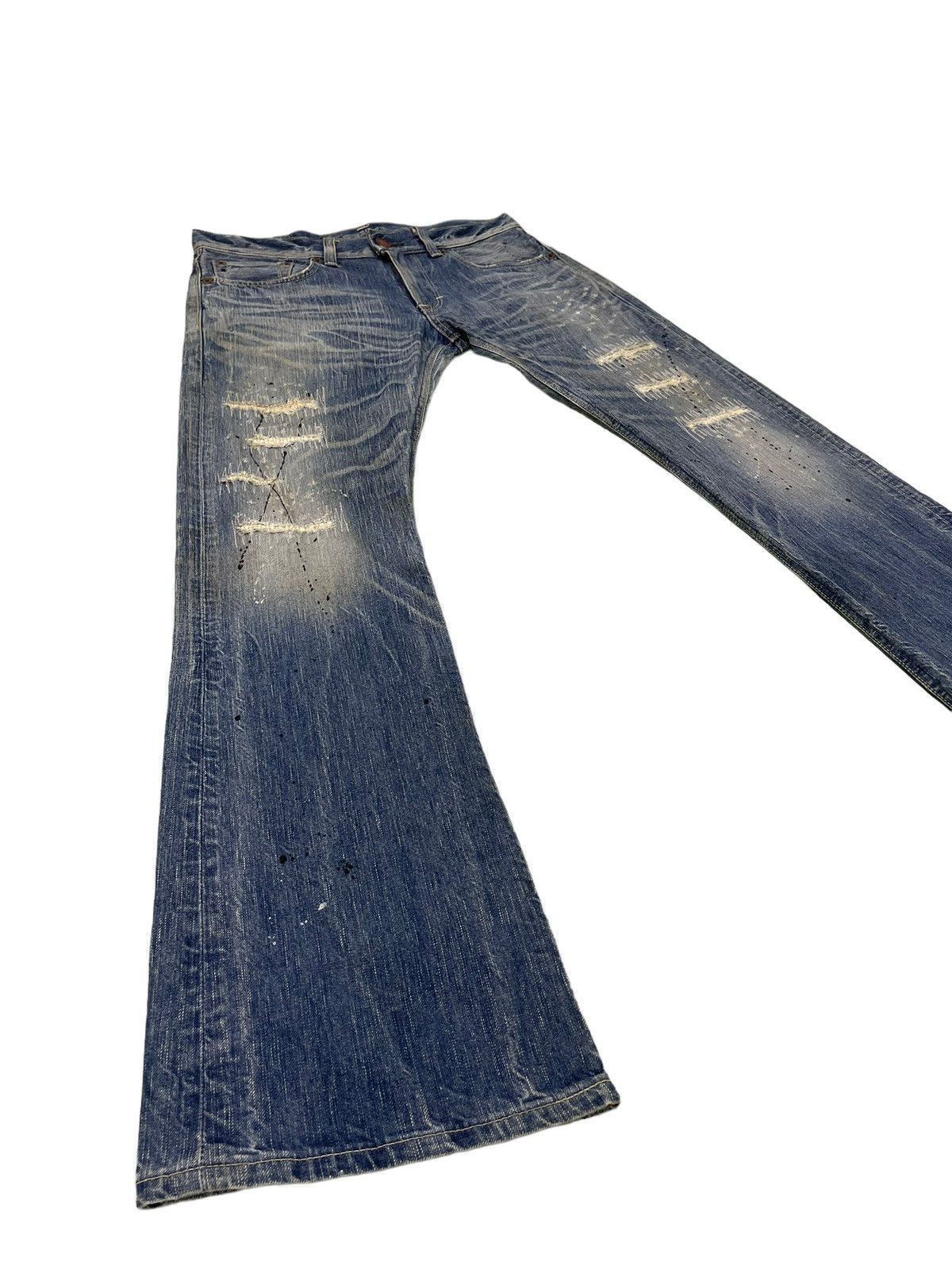 Edwin Flare Jeans Edwin Distress Denim Painted Boot Cut 1🟦8 Size US 34 / EU 50 - 1 Thumbnail