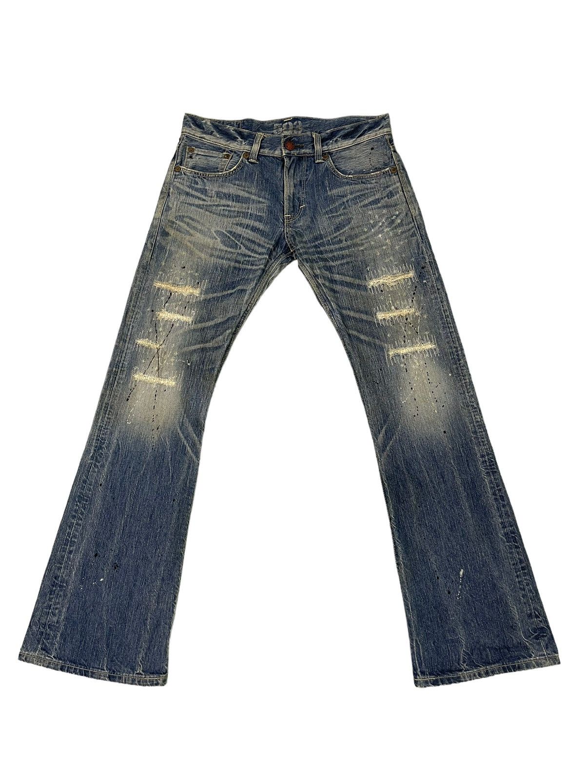 Edwin Flare Jeans Edwin Distress Denim Painted Boot Cut 1🟦8 Size US 34 / EU 50 - 2 Thumbnail