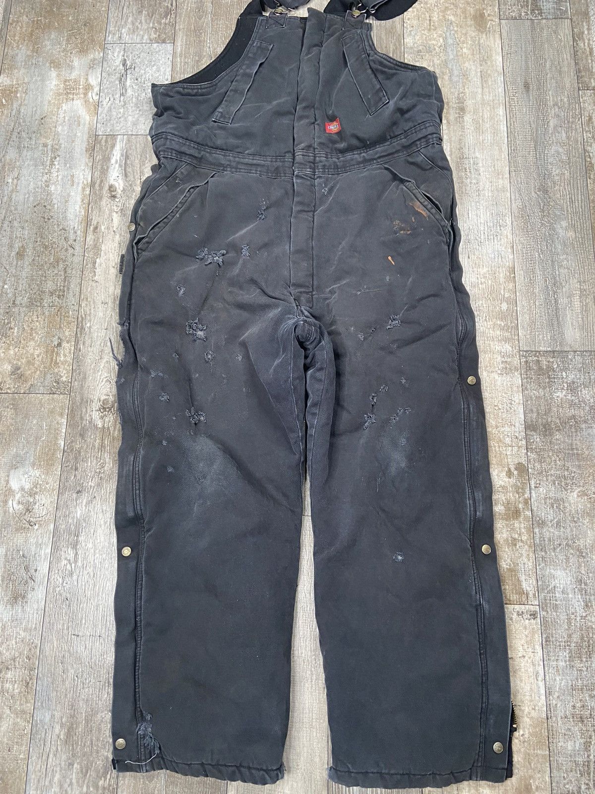 image of Crazy Vintage Y2K Dickies Blasted Overalls 40X34 Usa in Black, Men's