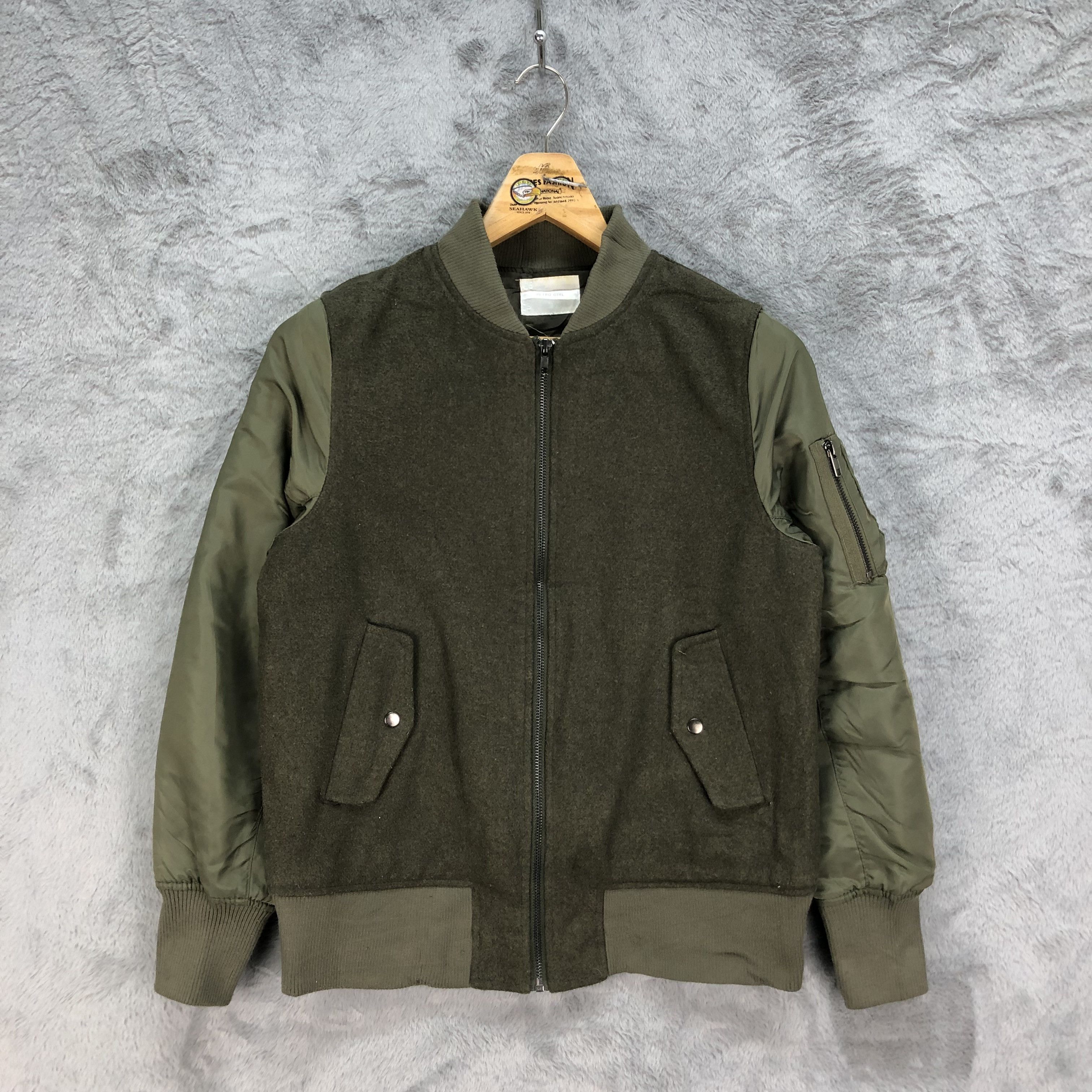 Japanese Brand Retro Girl Military Style Wool Bomber Jacket #4830-172 Size US S / EU 44-46 / 1 - 1 Thumbnail