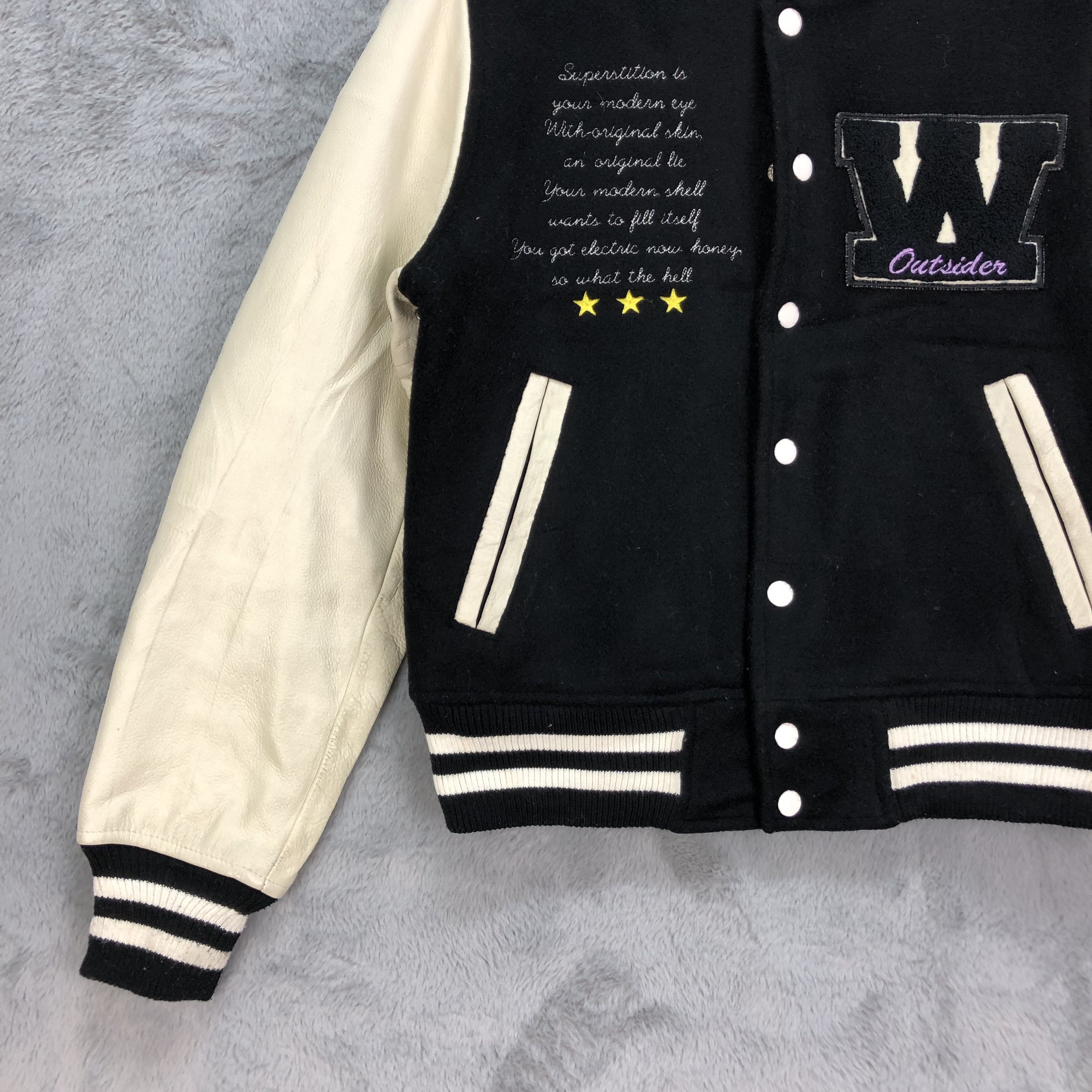 Japanese Brand WORLD WIDE LOVE! Wool Leather Varsity Jacket #4894-31 Size S / US 4 / IT 40 - 5 Thumbnail