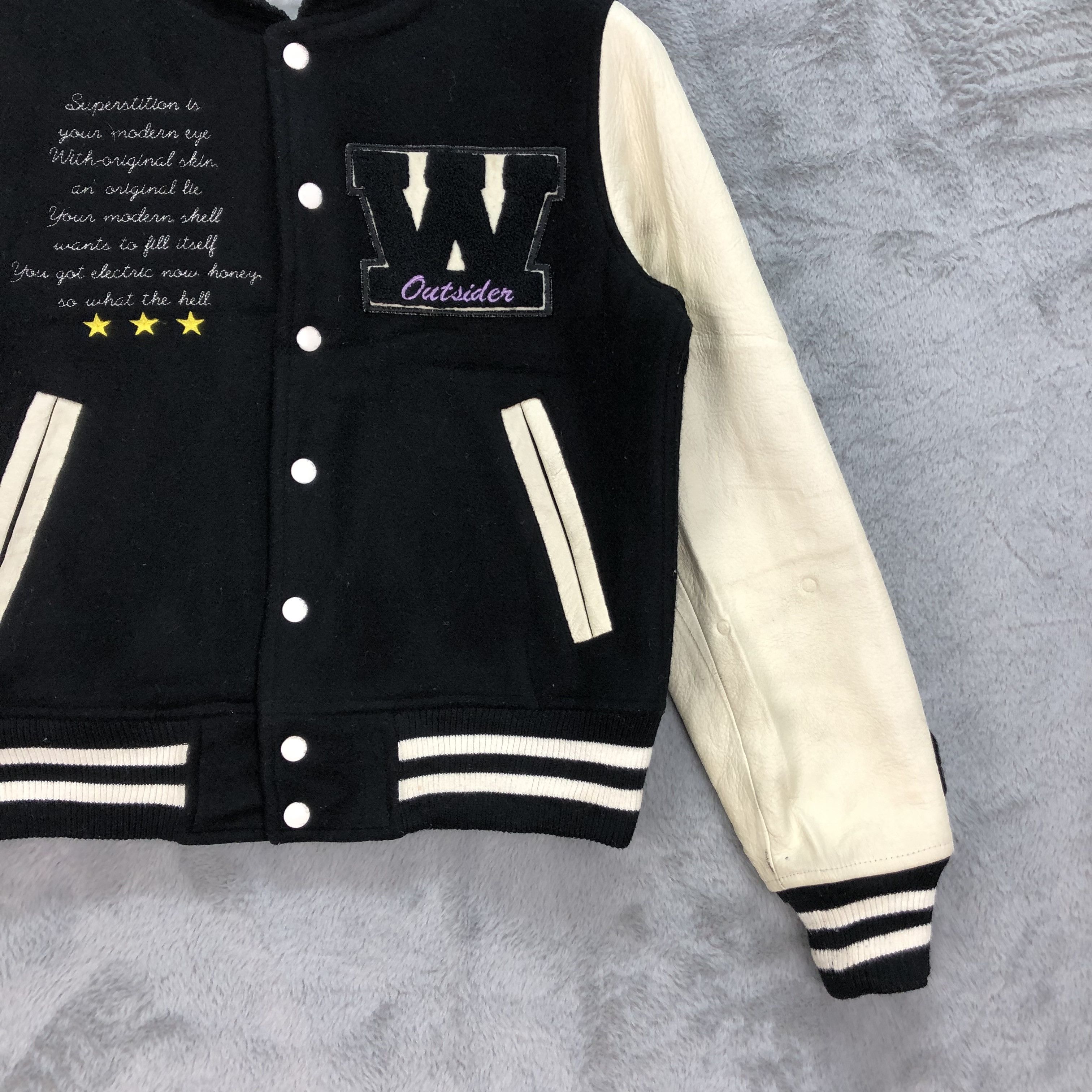 Japanese Brand WORLD WIDE LOVE! Wool Leather Varsity Jacket #4894-31 Size S / US 4 / IT 40 - 6 Thumbnail