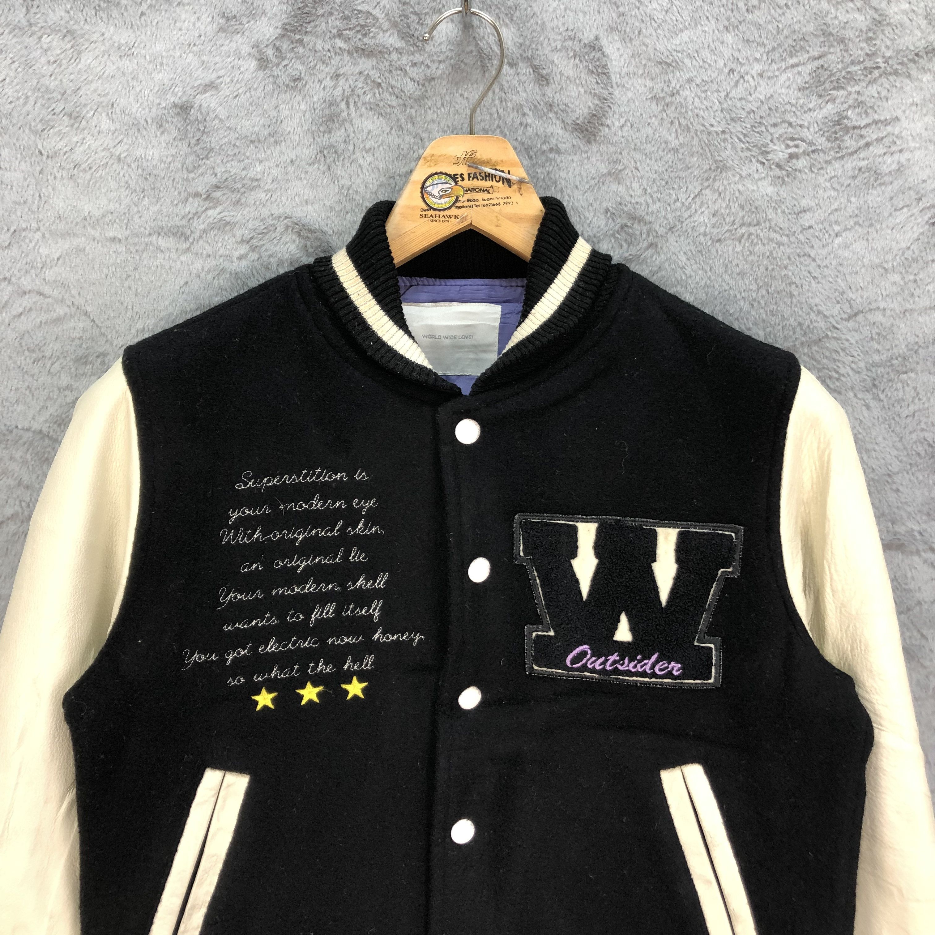 Japanese Brand WORLD WIDE LOVE! Wool Leather Varsity Jacket #4894-31 Size S / US 4 / IT 40 - 2 Thumbnail