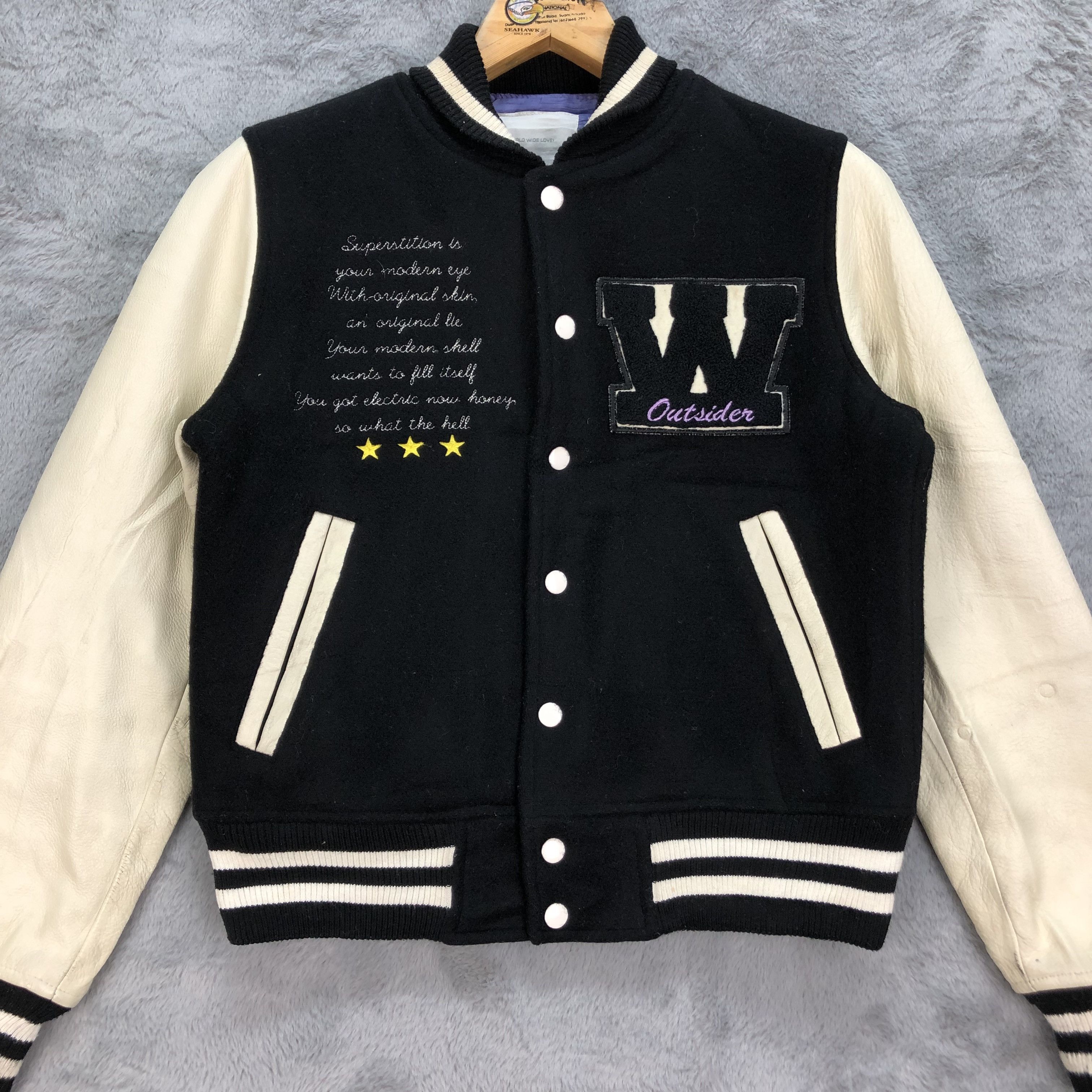 Japanese Brand WORLD WIDE LOVE! Wool Leather Varsity Jacket #4894-31 Size S / US 4 / IT 40 - 4 Thumbnail