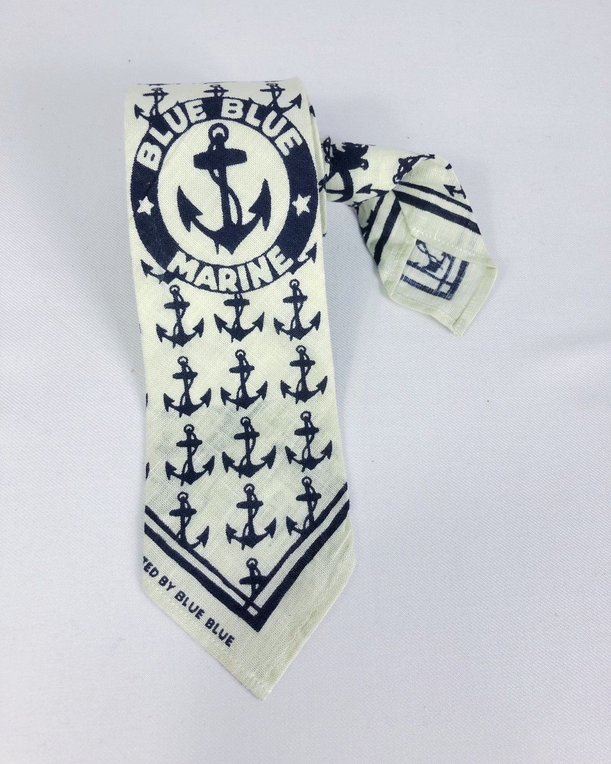 Blue Blue Japan Rare Blue Blue Japan Marine Anchor Monogram Handprinted Tie Size ONE SIZE - 10 Thumbnail
