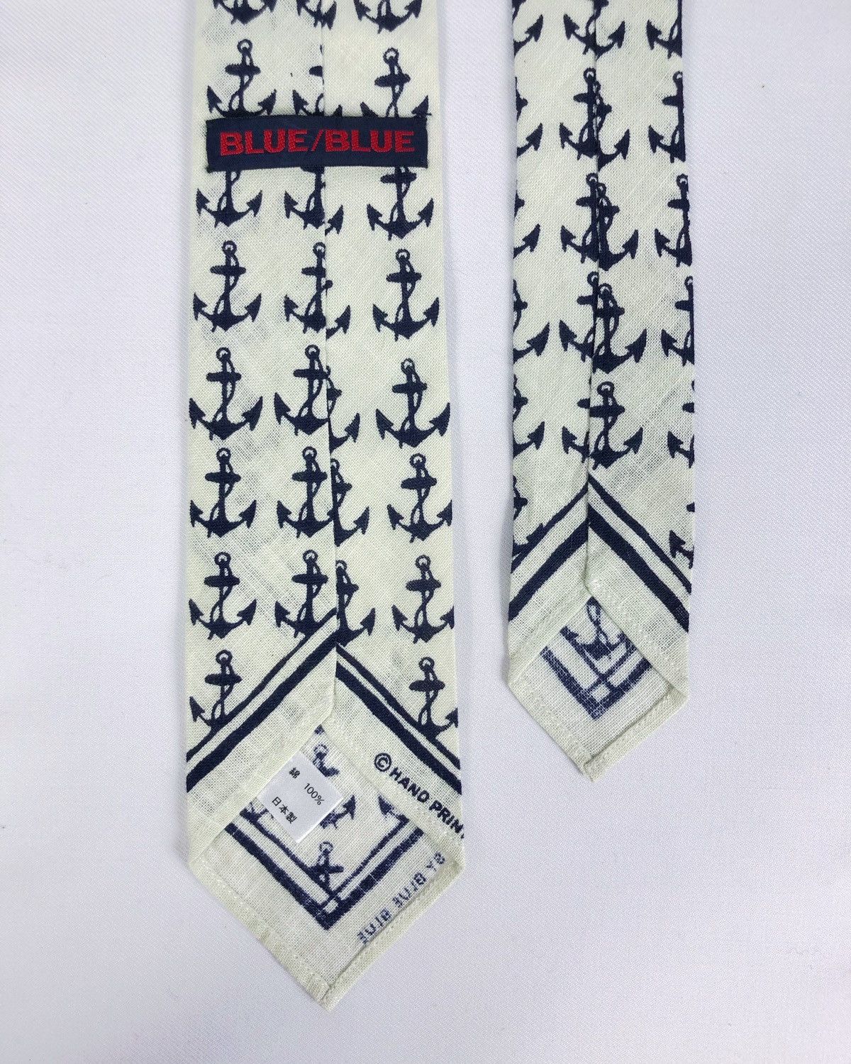 Blue Blue Japan Rare Blue Blue Japan Marine Anchor Monogram Handprinted Tie Size ONE SIZE - 4 Thumbnail