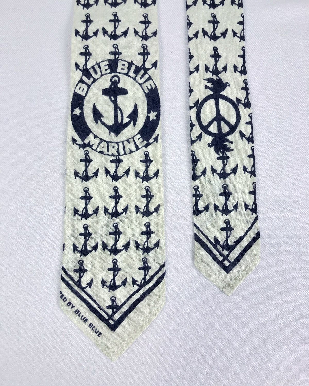 Blue Blue Japan Rare Blue Blue Japan Marine Anchor Monogram Handprinted Tie Size ONE SIZE - 2 Thumbnail