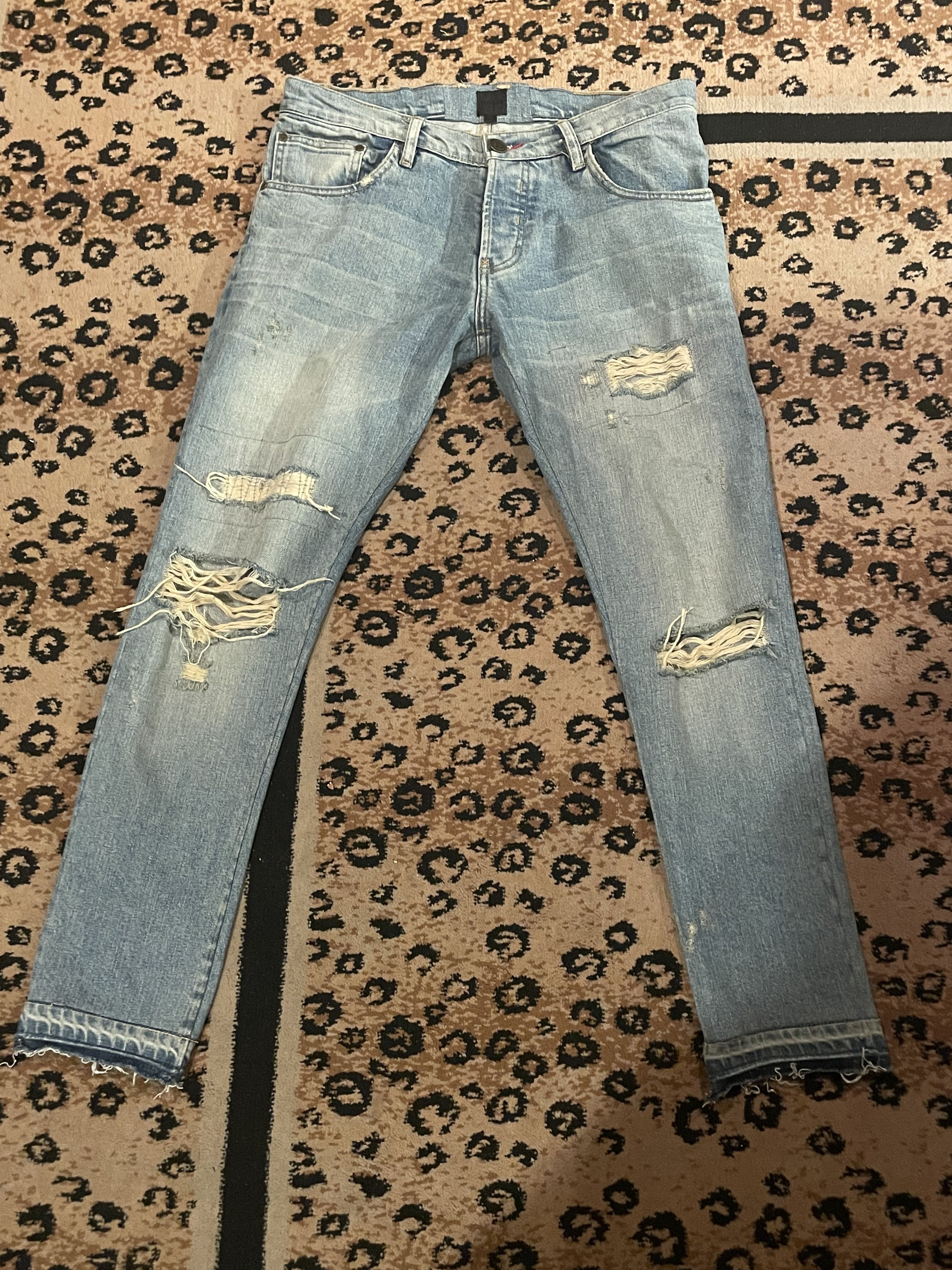 En Noir Cobain Distressed Ripped Raw Hem Patchwork Jeans Size US 32 / EU 48 - 1 Thumbnail
