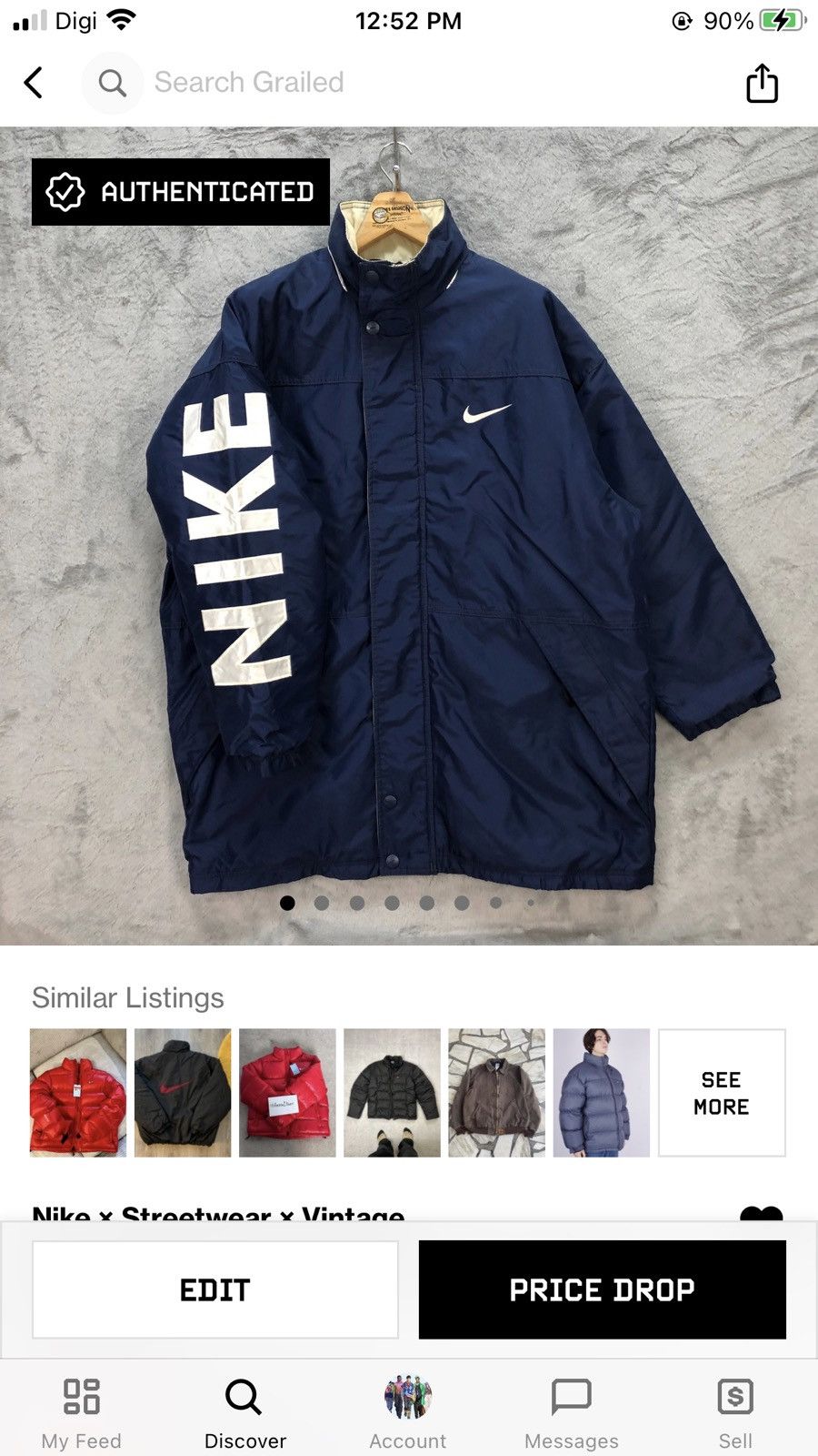Nike VINTAGE NIKE SLEEVE BIG LOGO PARKA #5520-195 Size US XL / EU 56 / 4 - 15 Thumbnail
