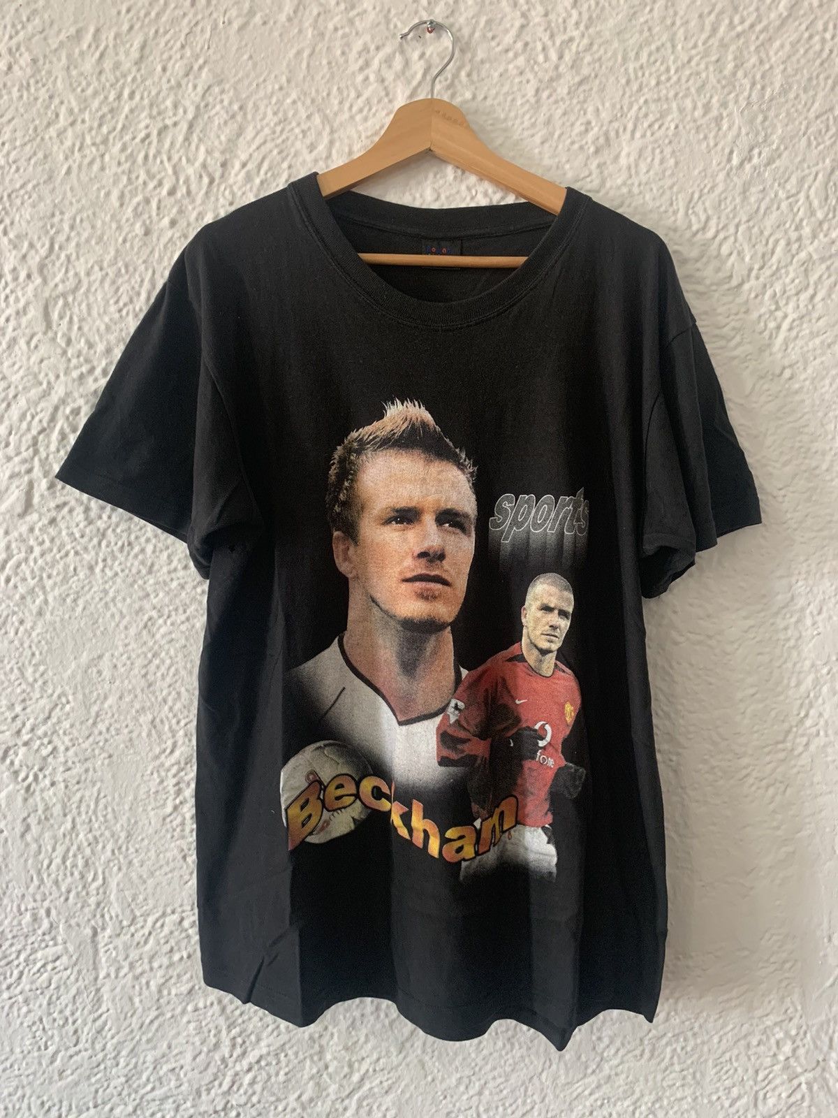 Image of Early 2000S David Beckham Rap Style Tee in Black, Men's (Size XL)