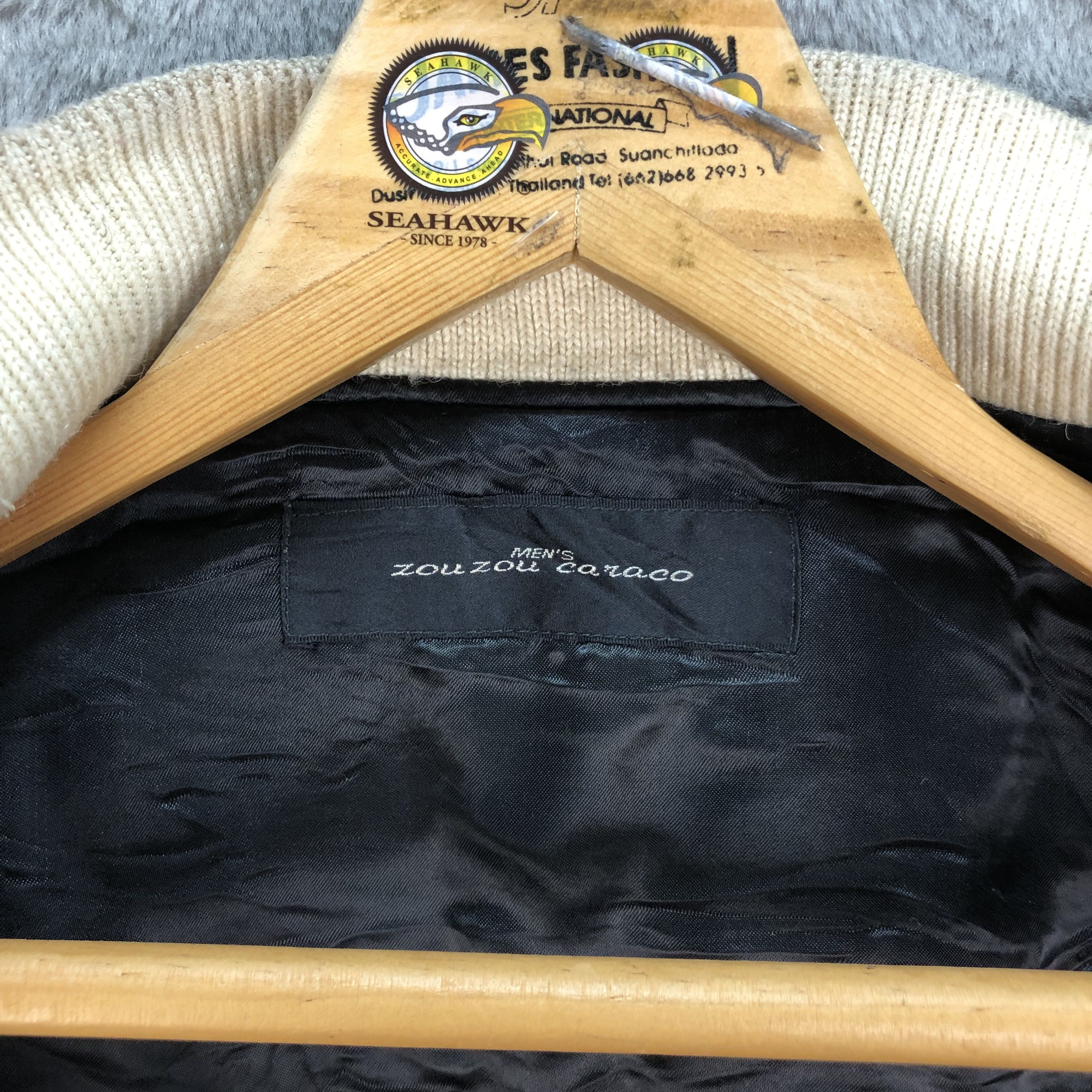 Japanese Brand Men's Zou Zou Caraco Wool Leather Varsity Jacket #4787-169 Size US XL / EU 56 / 4 - 9 Thumbnail