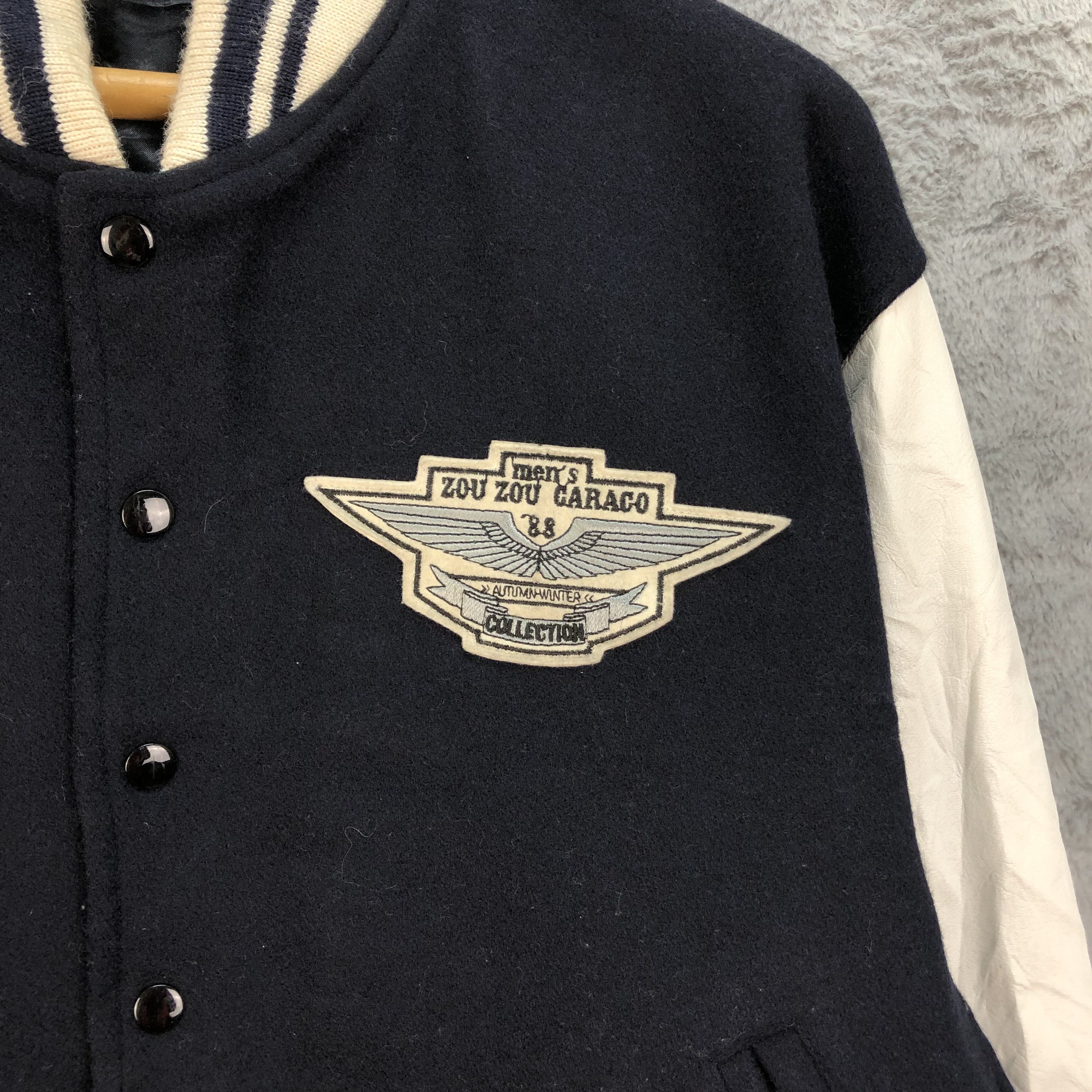 Japanese Brand Men's Zou Zou Caraco Wool Leather Varsity Jacket #4787-169 Size US XL / EU 56 / 4 - 3 Thumbnail