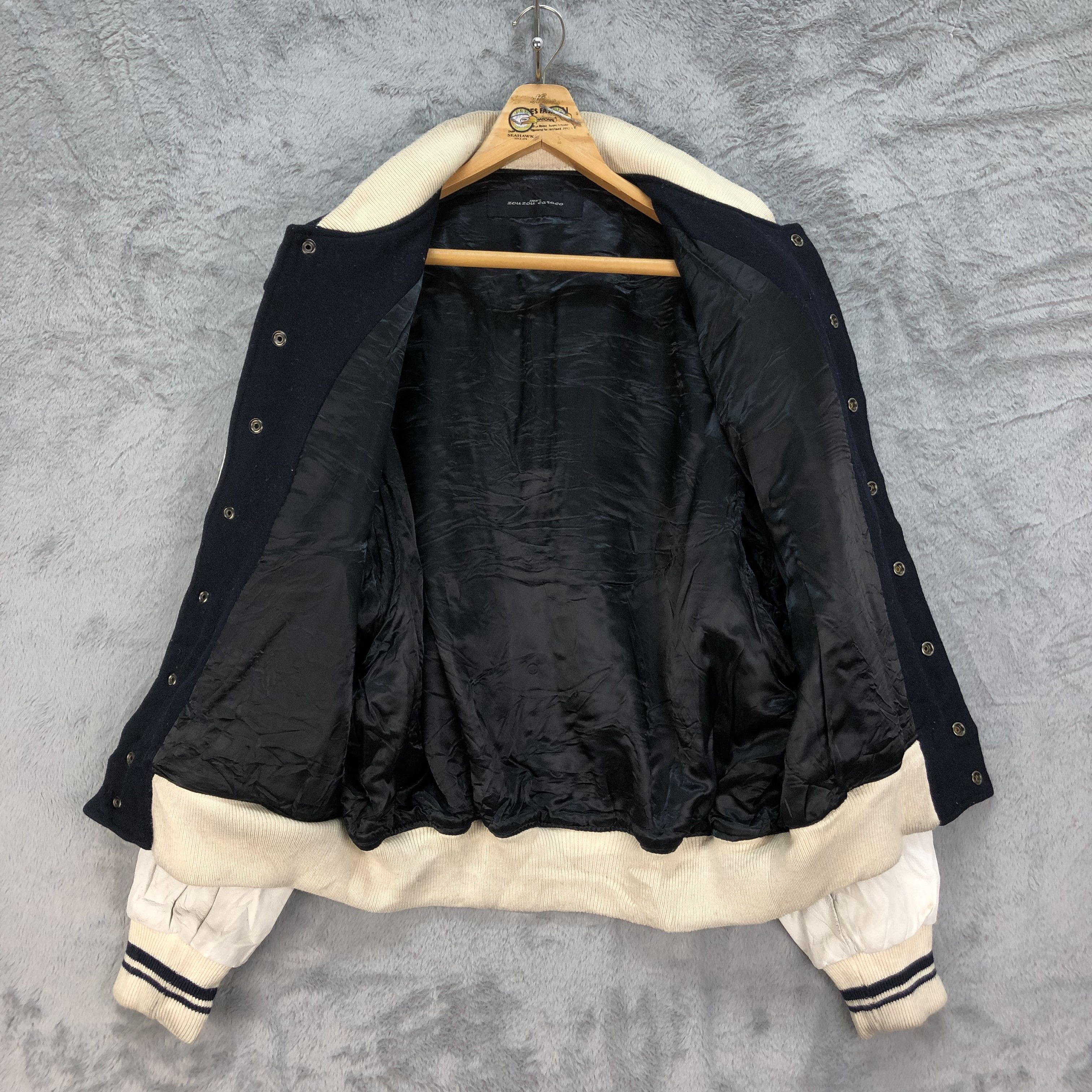 Japanese Brand Men's Zou Zou Caraco Wool Leather Varsity Jacket #4787-169 Size US XL / EU 56 / 4 - 8 Thumbnail