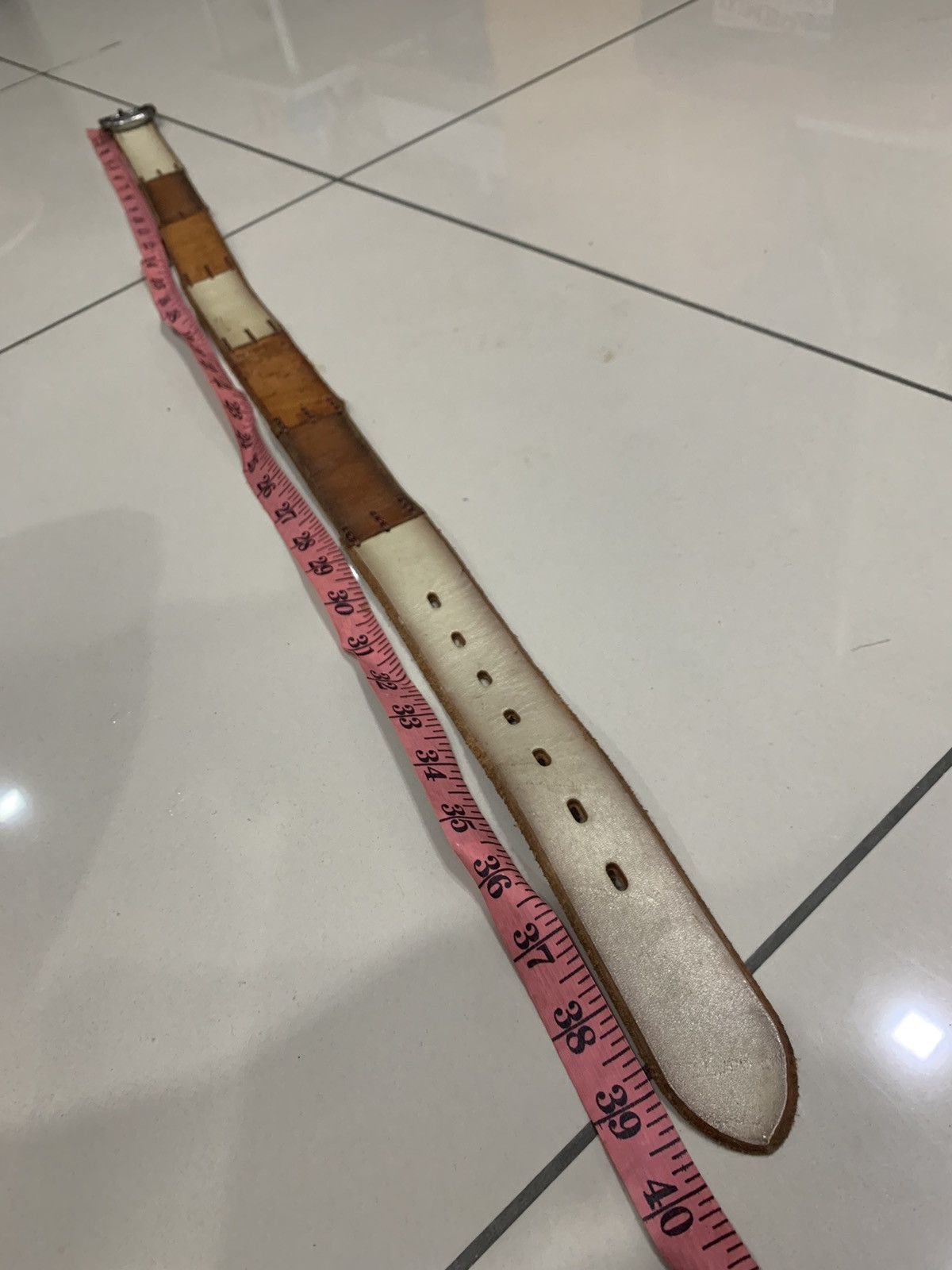 Japanese Brand × Leather HAWK COMPANY FULL LEATHER PATCHWORK CUSTOM BELT Size 34 - 3 Thumbnail