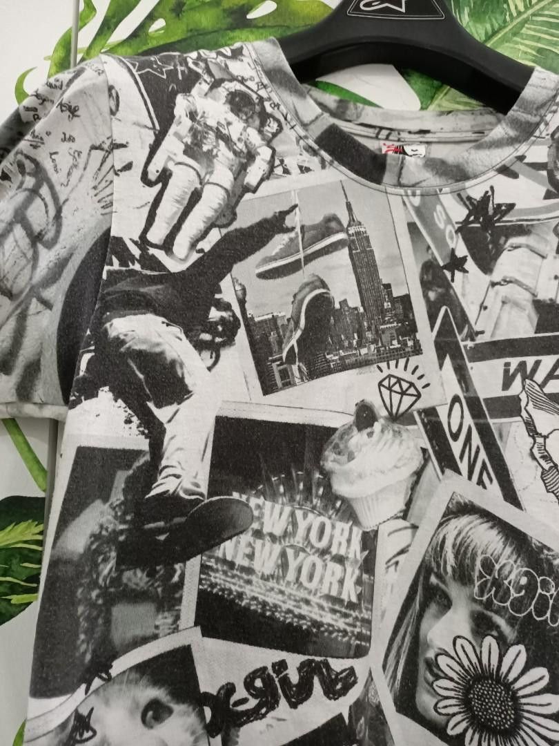 Japanese Brand X-Girl Japan Vintage Collage Skate & Cats Tee Size US S / EU 44-46 / 1 - 3 Thumbnail