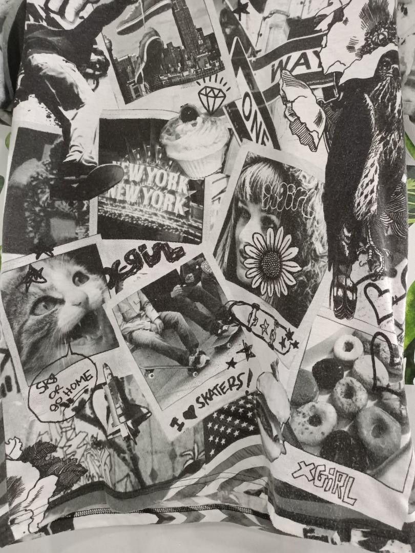 Japanese Brand X-Girl Japan Vintage Collage Skate & Cats Tee Size US S / EU 44-46 / 1 - 2 Thumbnail