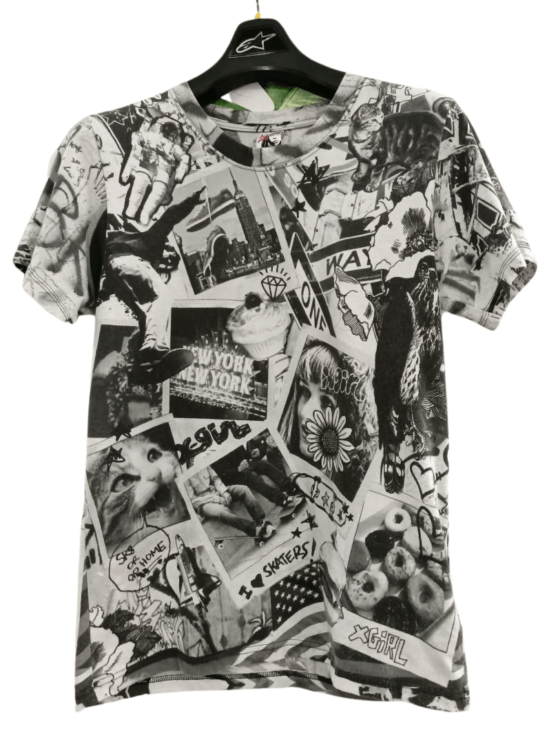 Japanese Brand X-Girl Japan Vintage Collage Skate & Cats Tee Size US S / EU 44-46 / 1 - 1 Thumbnail