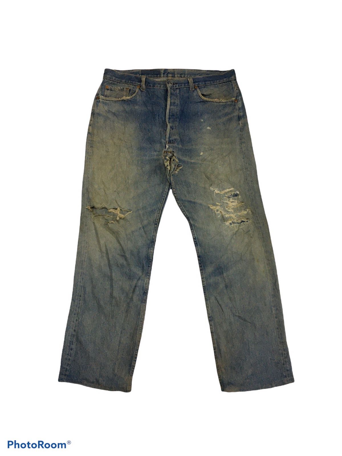 Levi's Vintage Levis Distressed Denim Kobain Style Size US 37 - 1 Thumbnail