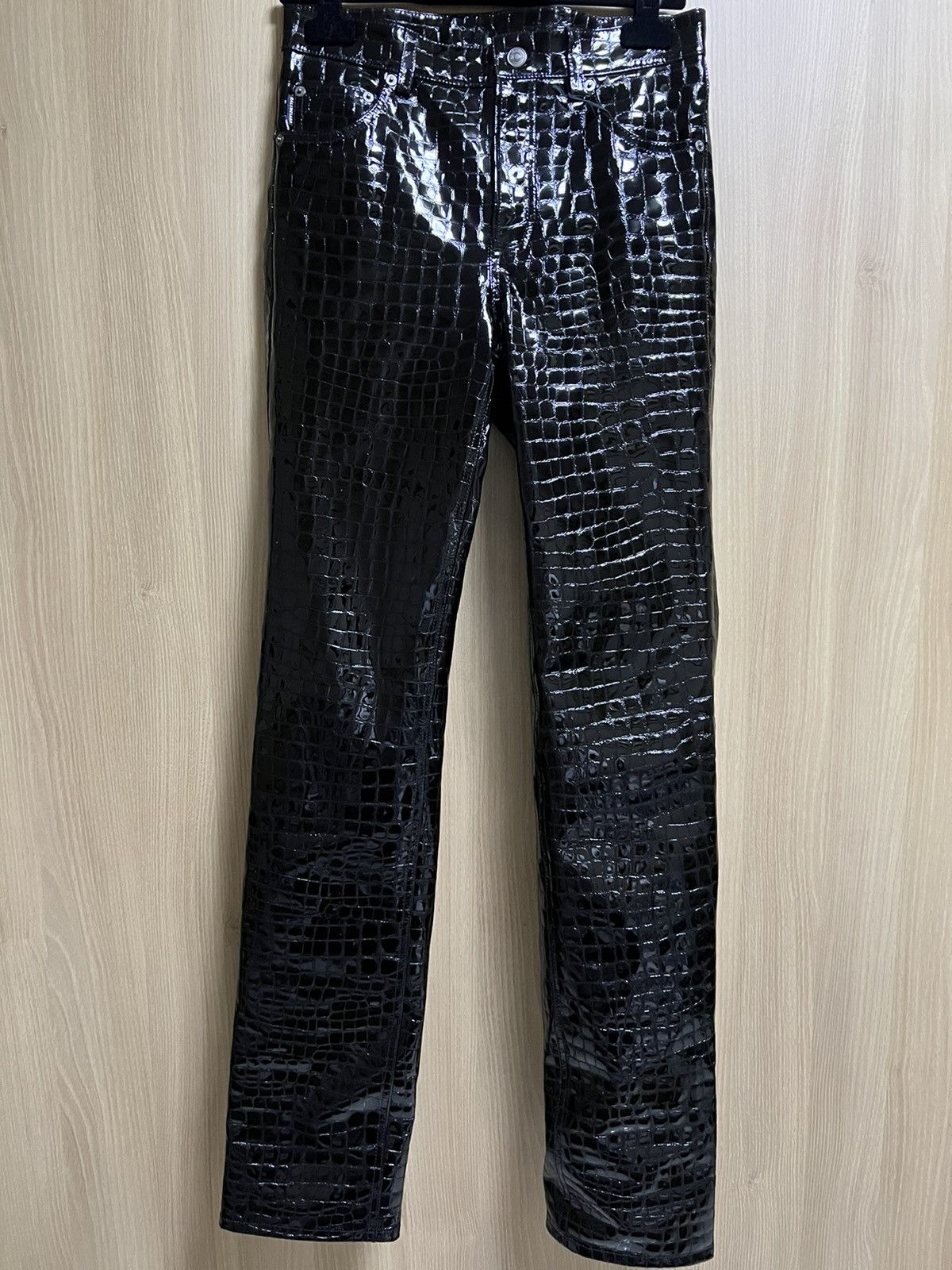 Balenciaga SS19 Croc embossed calfskin leather pants Size US 29 - 1 Thumbnail