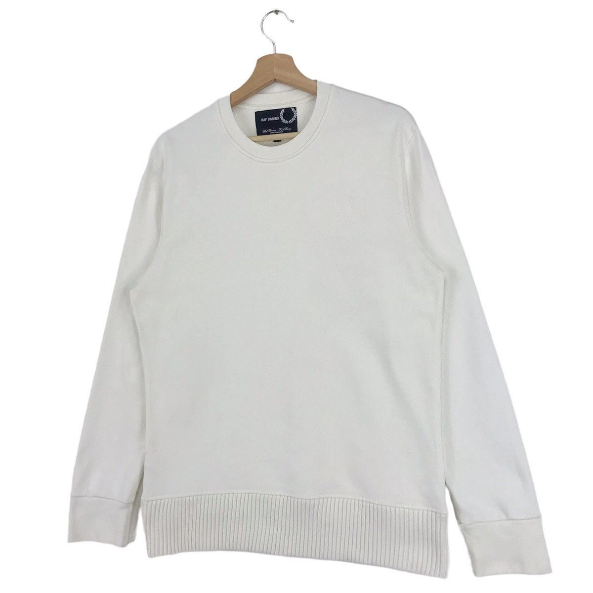 Fred Perry × Raf Simons Embroidered White Logo Sweatshirt Size US M / EU 48-50 / 2 - 3 Thumbnail
