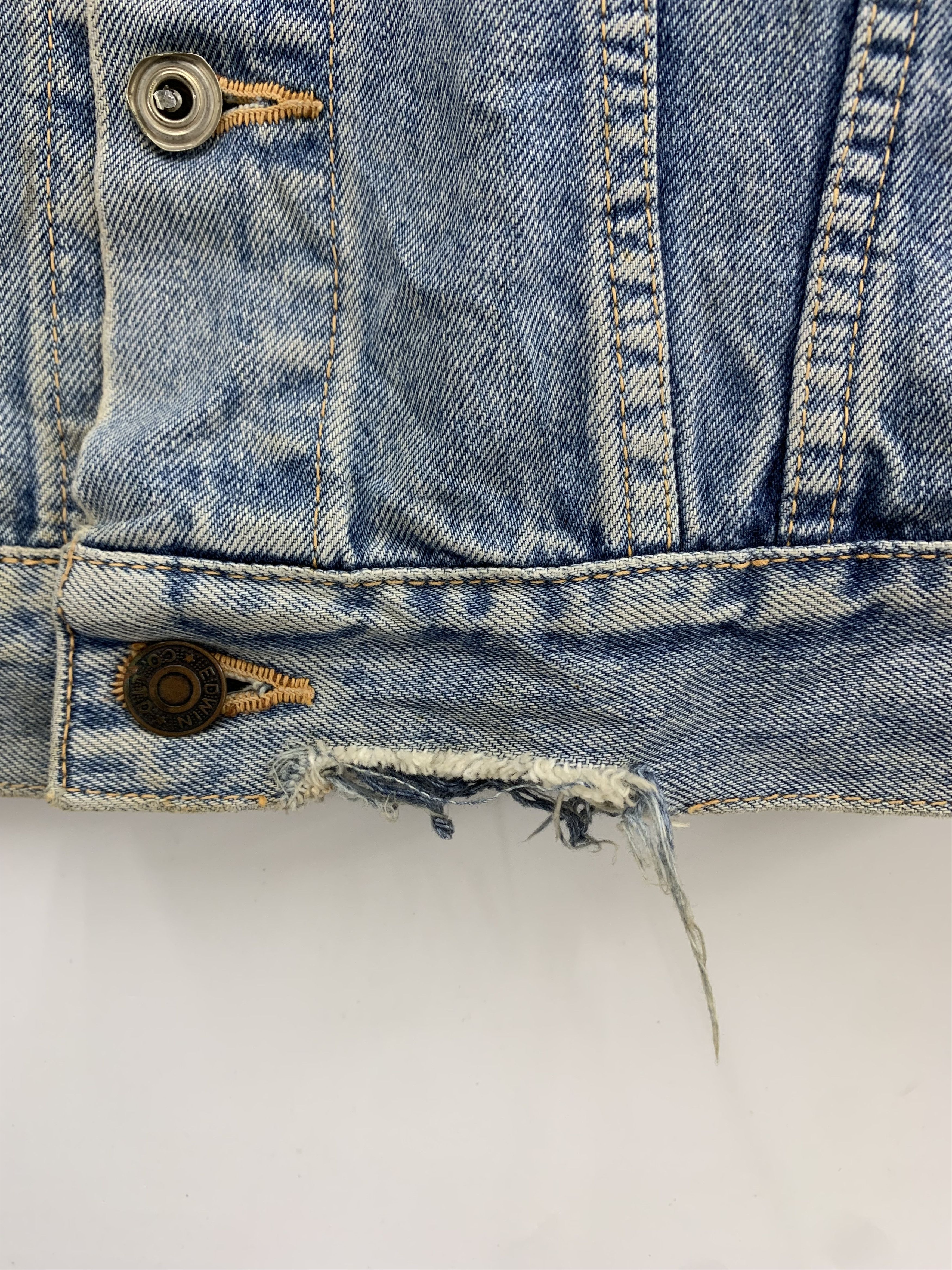 Edwin Vintage Edwin Denim Jacket Ripped Size US M / EU 48-50 / 2 - 5 Thumbnail
