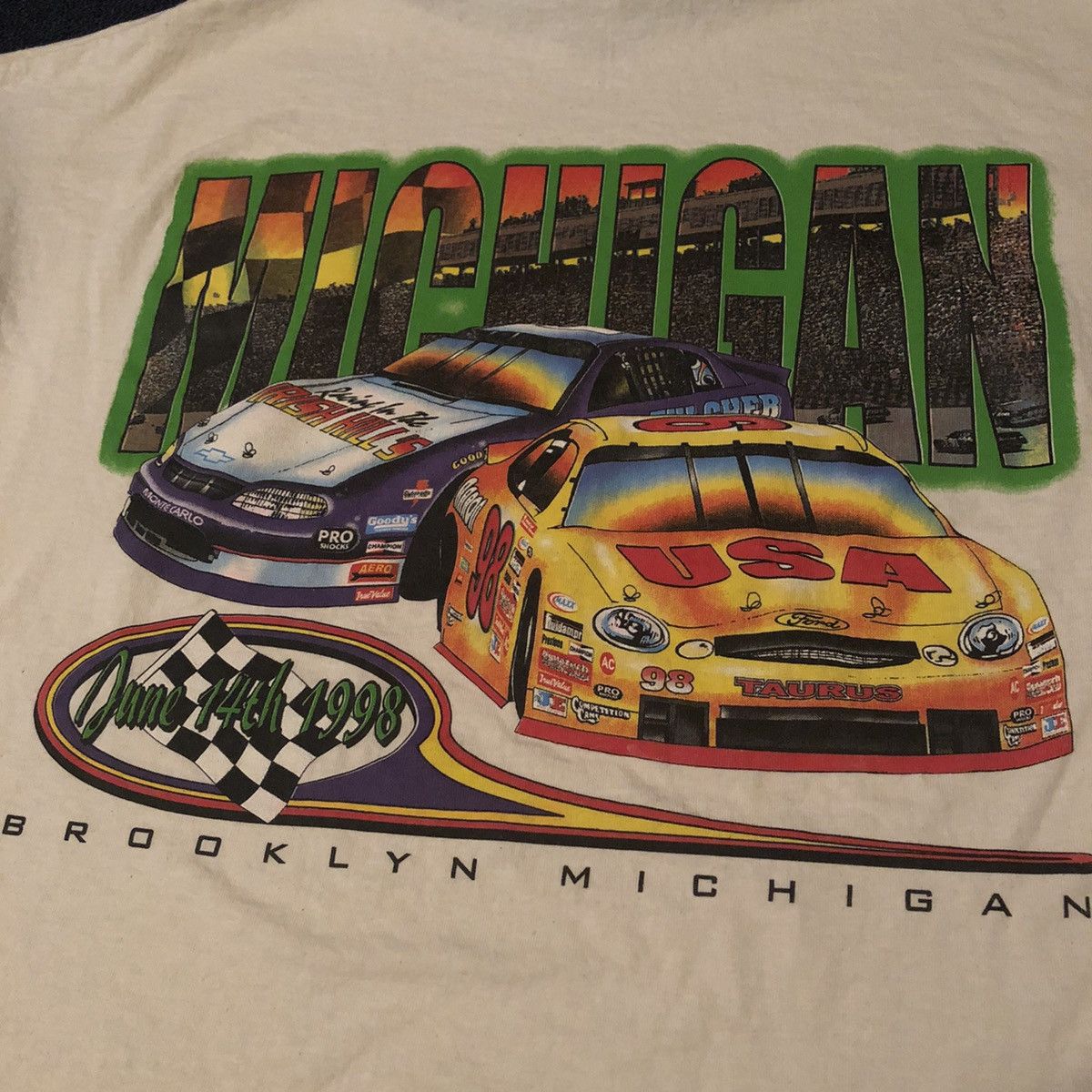 NASCAR Vintage 90s NASCAR Michigan Big Graphic Logo T Shirt Hoodie Size US L / EU 52-54 / 3 - 4 Thumbnail