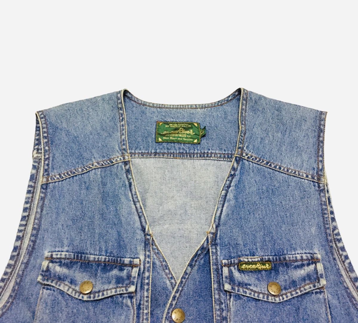 Japanese Brand × Vintage Rare Design Vintage Brand Ever River Denim Vests 1990s Size US L / EU 52-54 / 3 - 3 Thumbnail