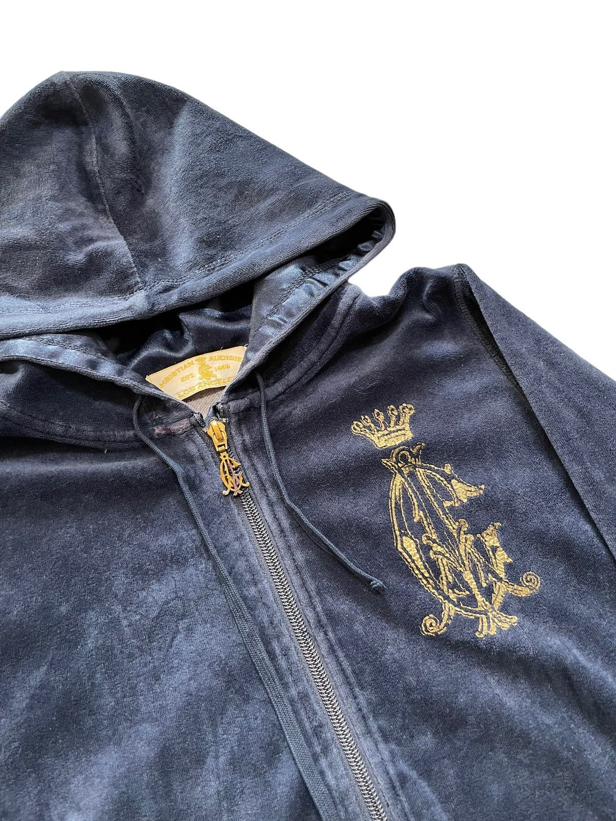 Christian Audigier Vintage Ed Hardy Christian Audigier Velour Zip Hoodie 90’s Size L / US 10 / IT 46 - 2 Thumbnail